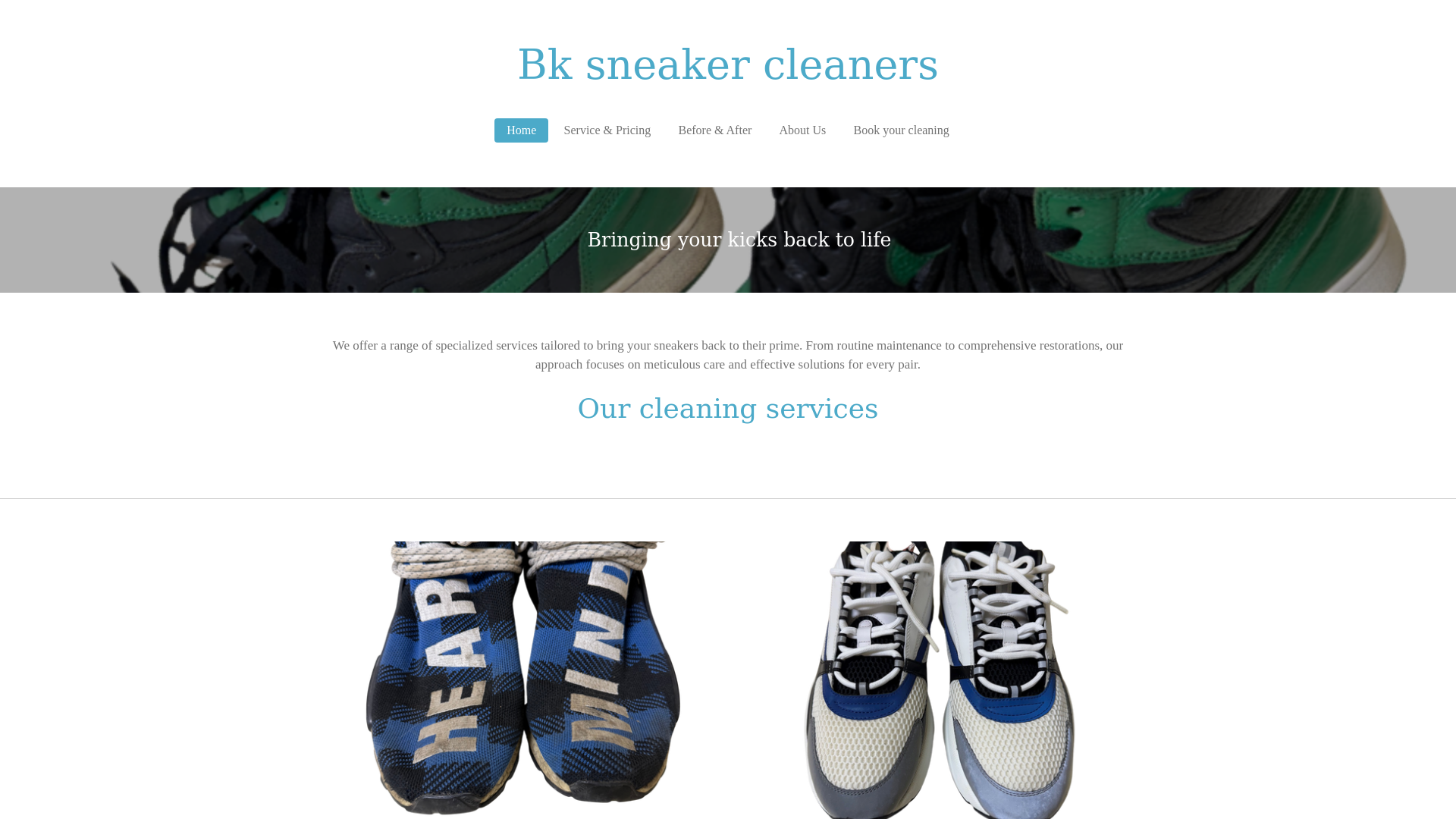 website screenshot of https://bksneakercleaners.com/