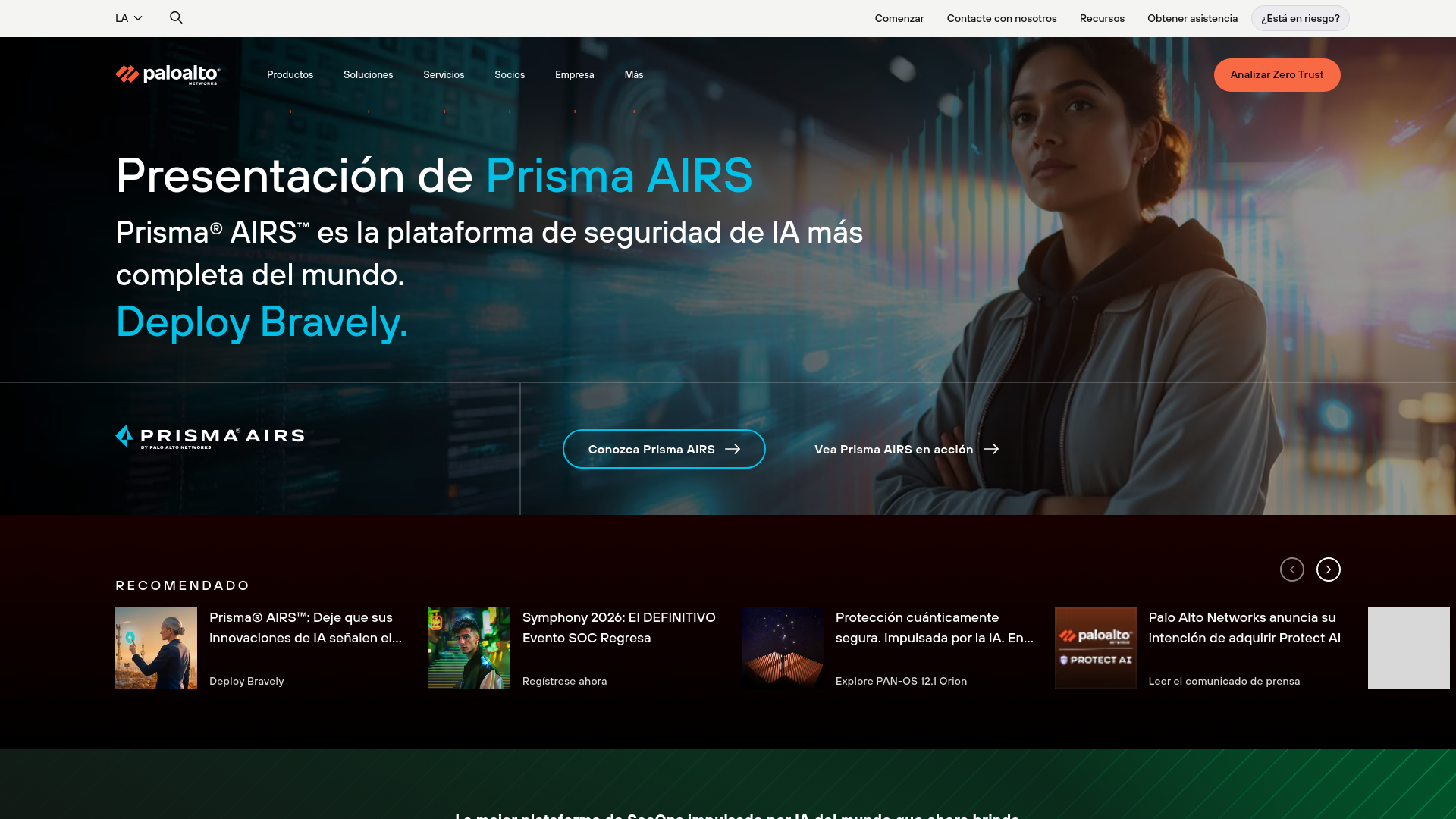 website screenshot of https://www.paloaltonetworks.lat/