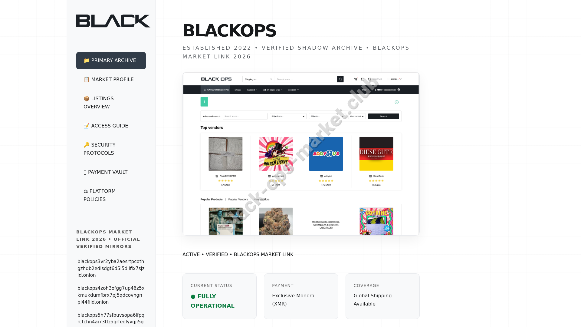 website screenshot of https://black-ops-market.club/