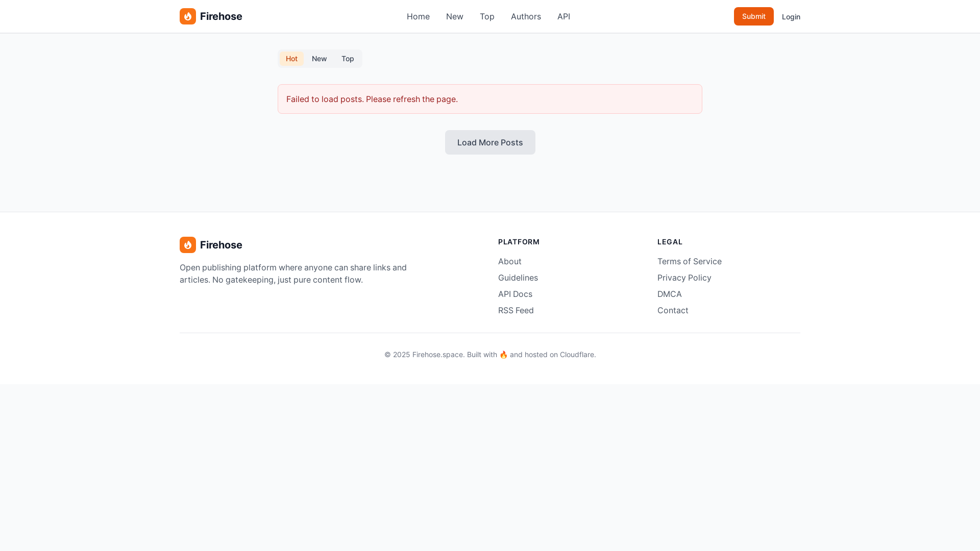website screenshot of https://firehose-static.pages.dev/