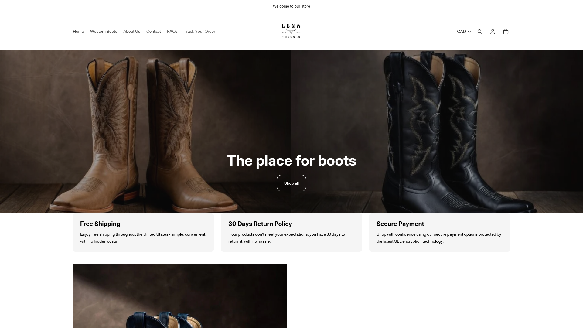 website screenshot of https://lunothreads.com/