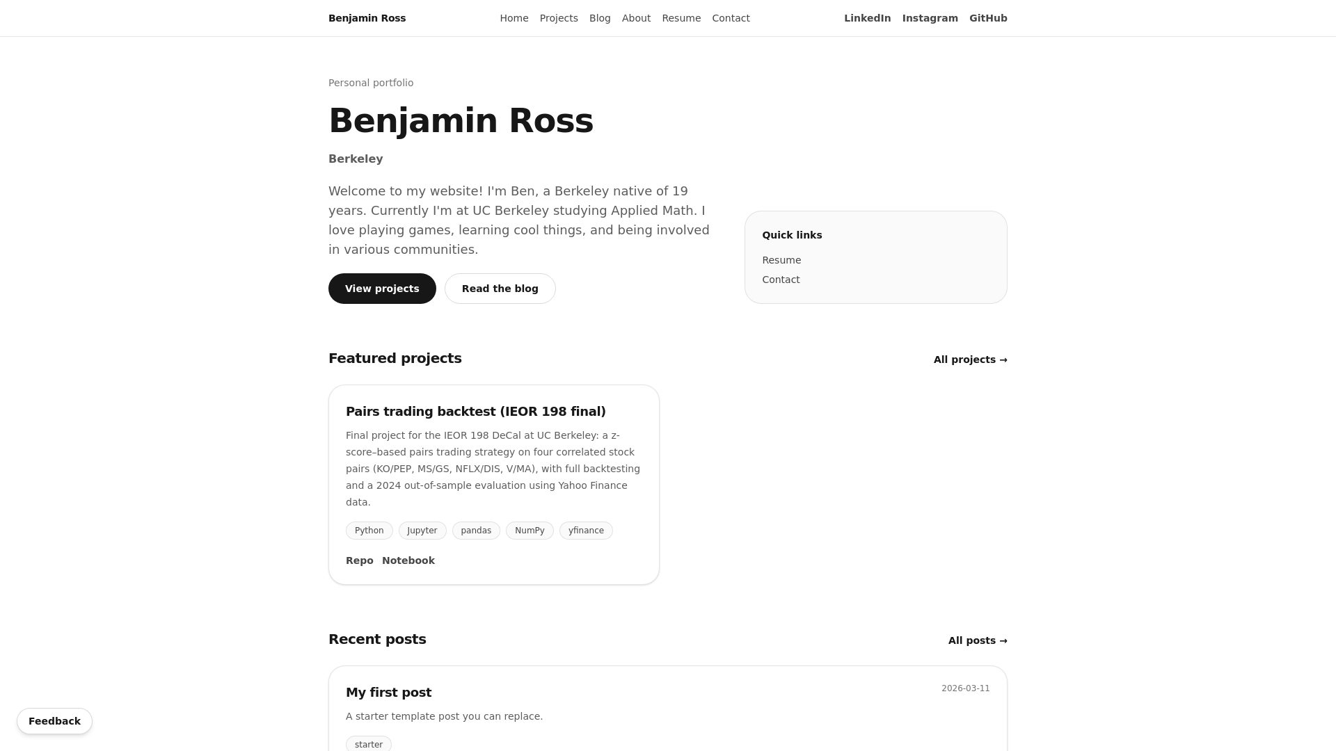 website screenshot of https://iambenross.com/