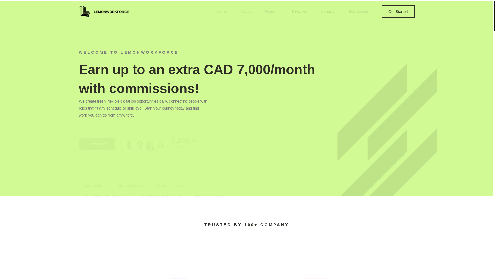 website screenshot of https://lemonworkforce.online/