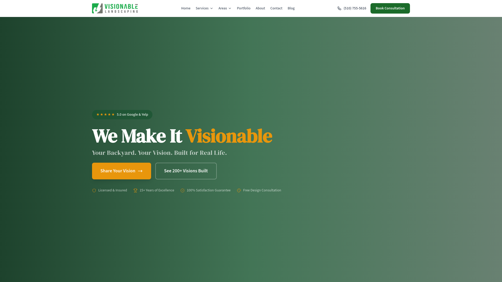 website screenshot of https://visionablelandscaping.com/