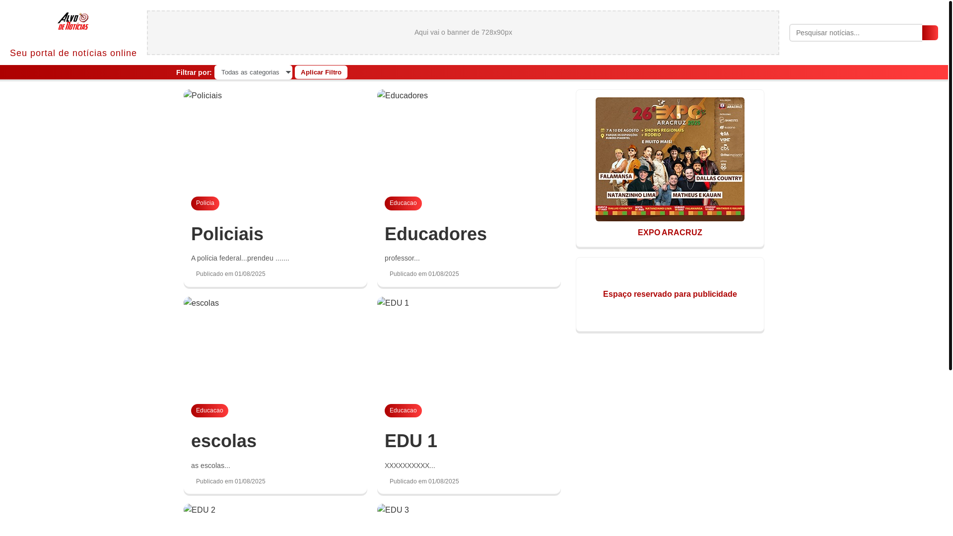 website screenshot of https://alvodenoticias.com/
