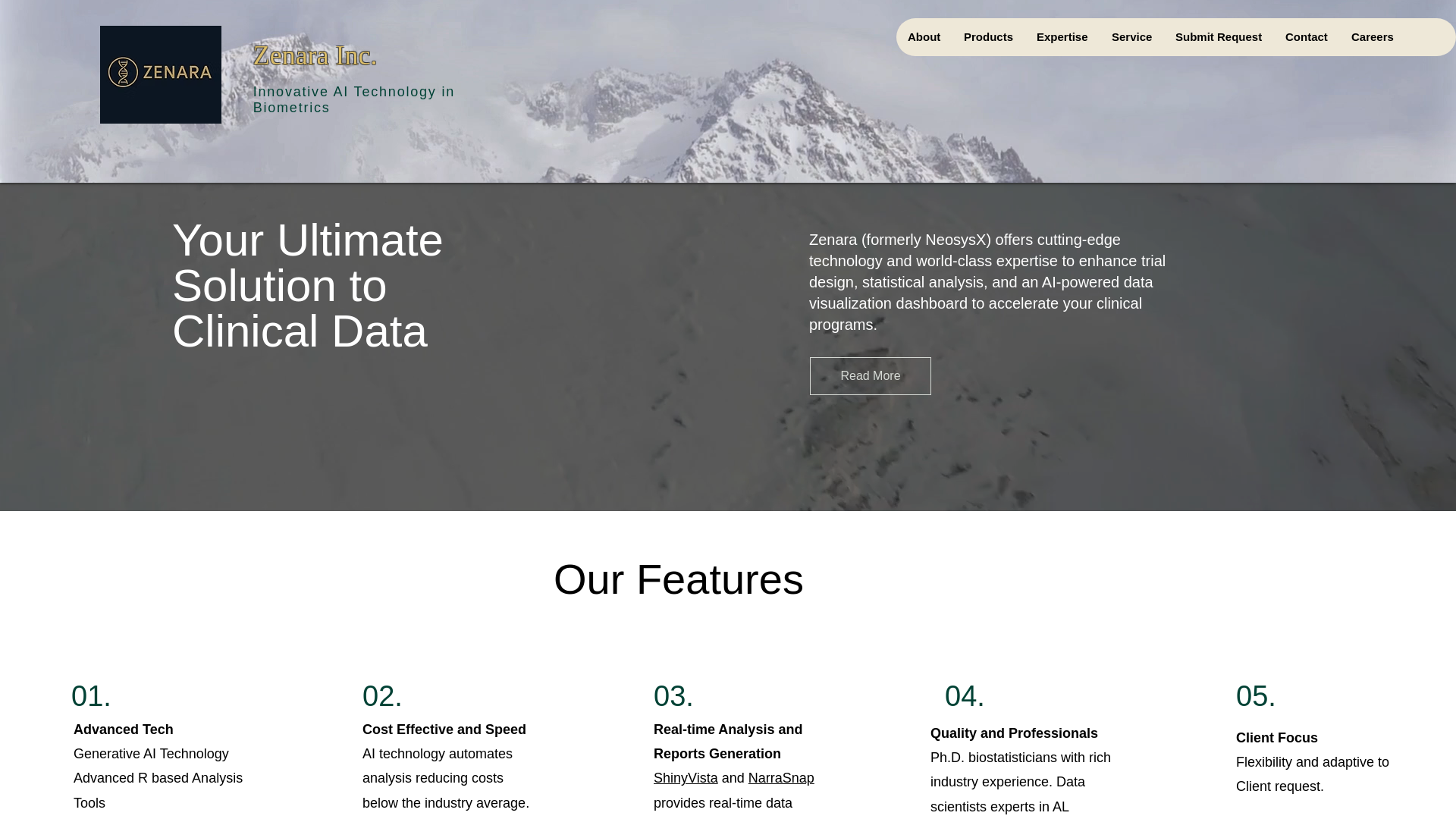 website screenshot of https://zenarabio.com/