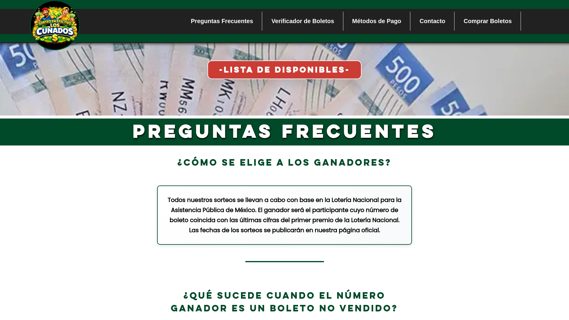 website screenshot of https://sorteosenefectivoloscunados.com/