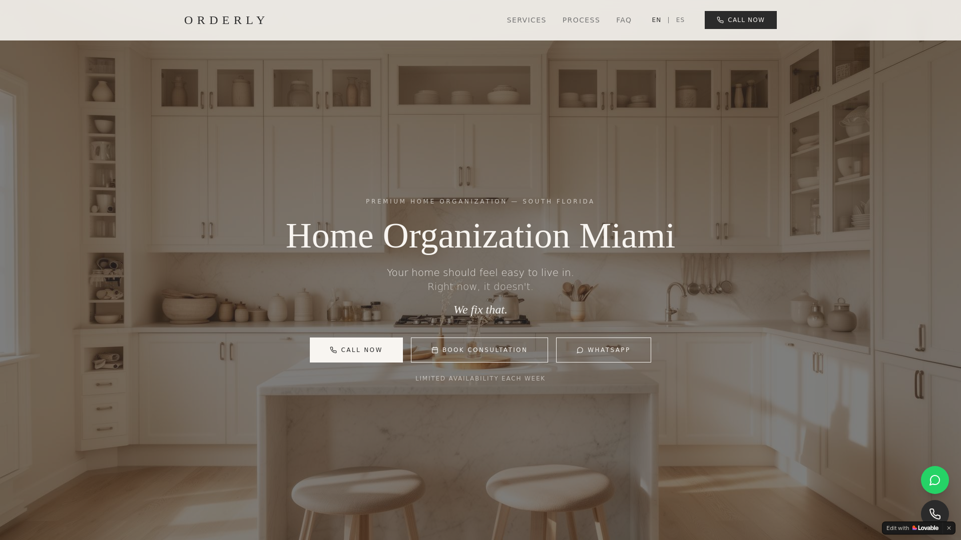 website screenshot of https://orderlyspaces.org