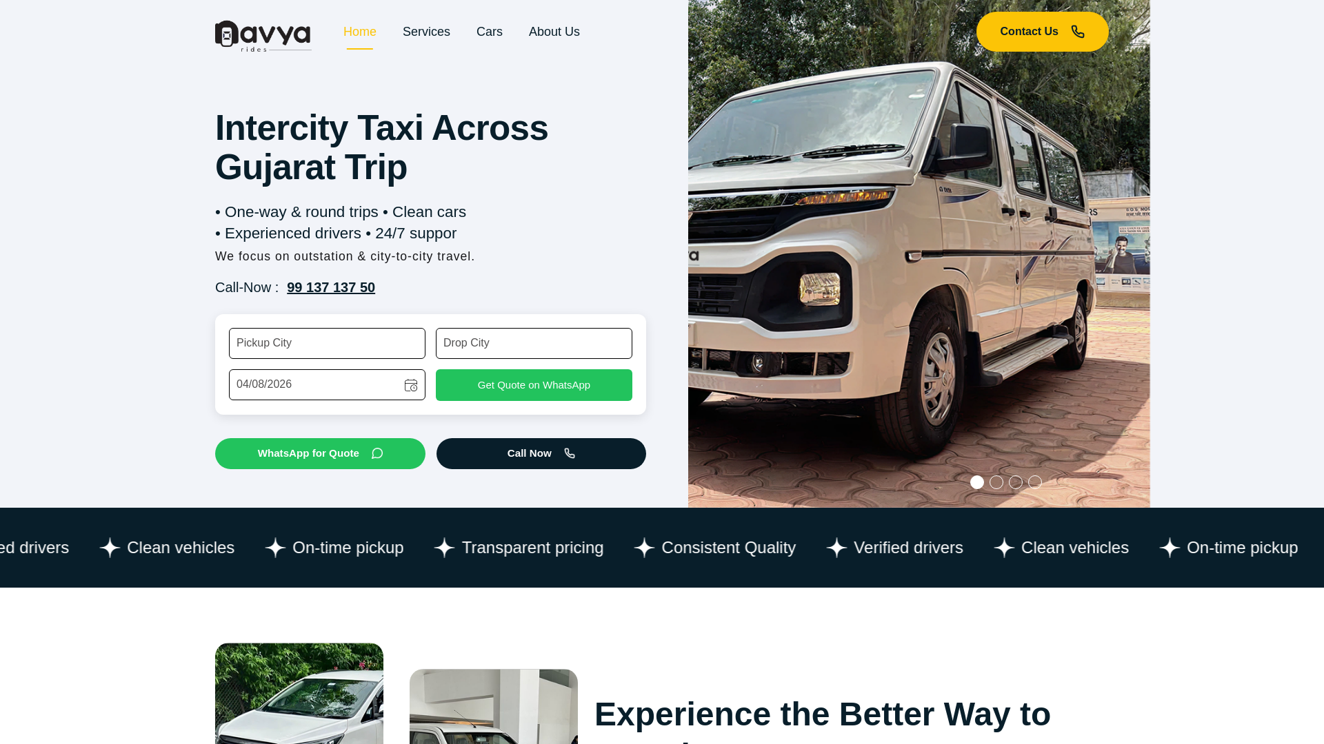 website screenshot of https://navyaride-development-html.pages.dev/