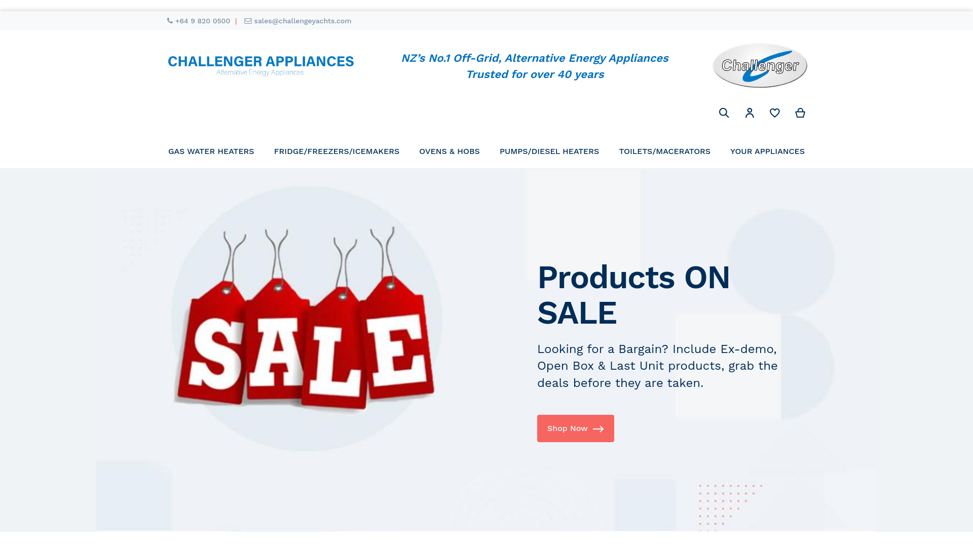 website screenshot of https://challengeyachts.com