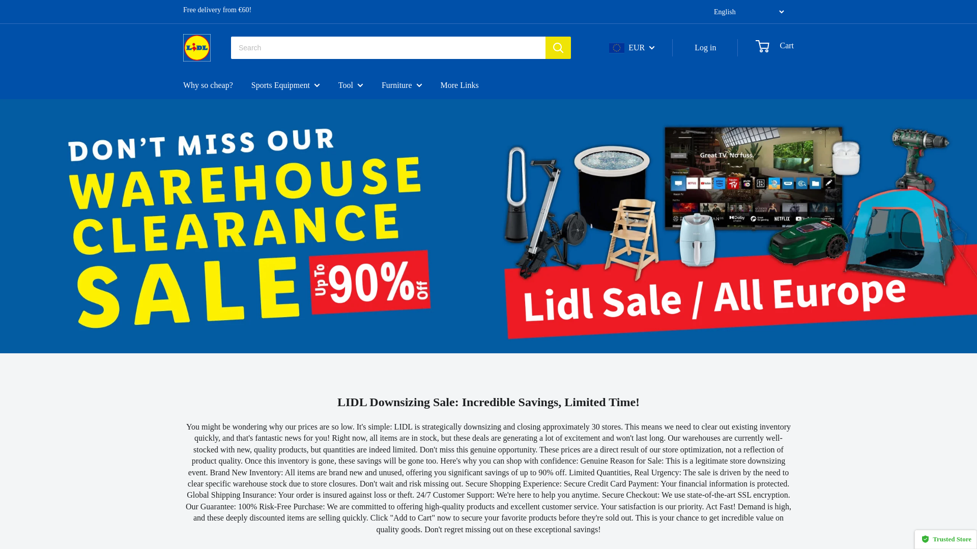 website screenshot of https://supermarketclearance.store