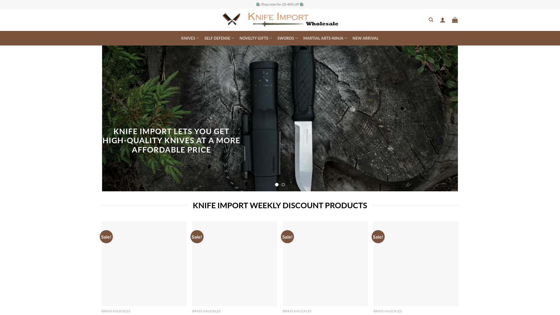 website screenshot of http://knifeimportshop.com/