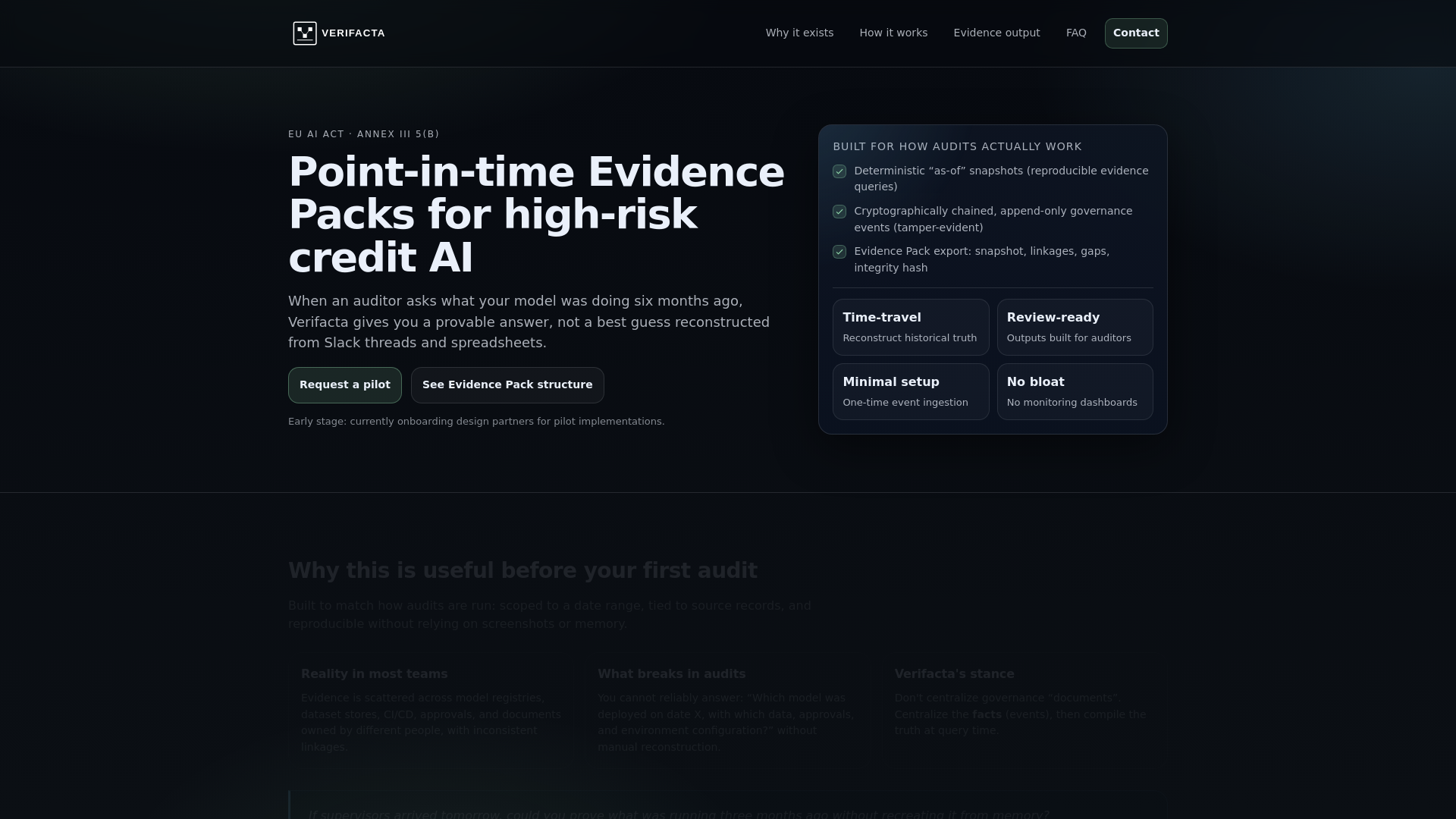 website screenshot of https://verifacta.ai/