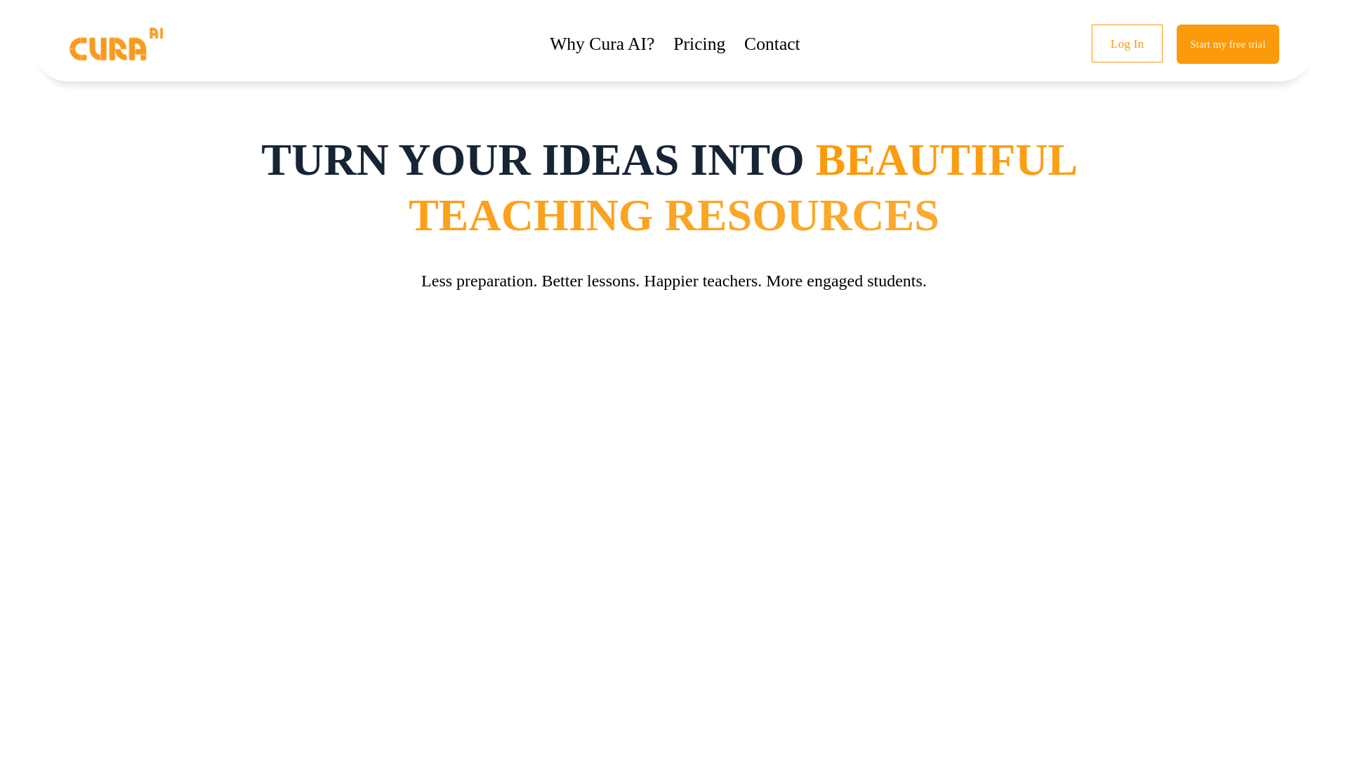 website screenshot of https://trycuraclassai.com/