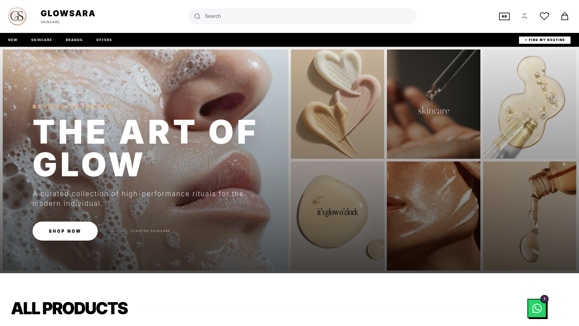 website screenshot of https://glowsara.com/