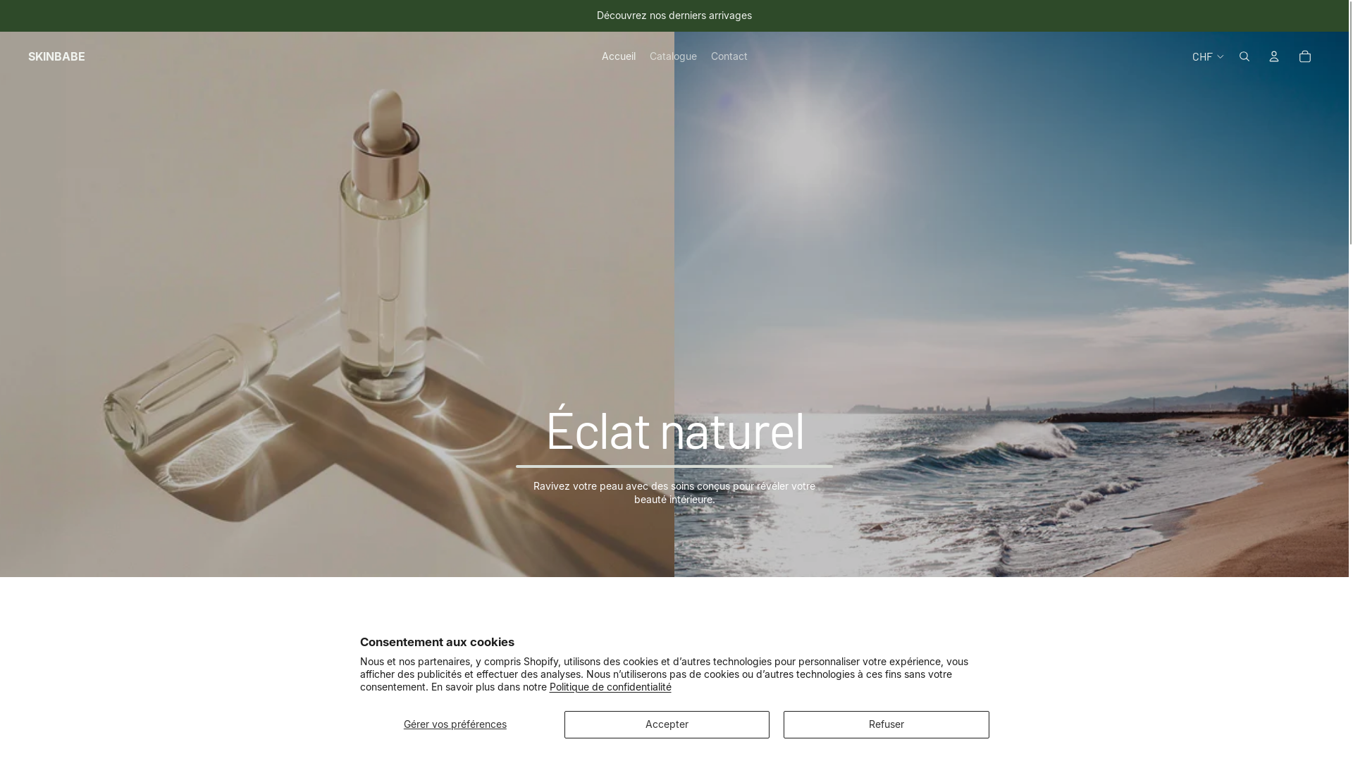 website screenshot of https://skinbabe.org/