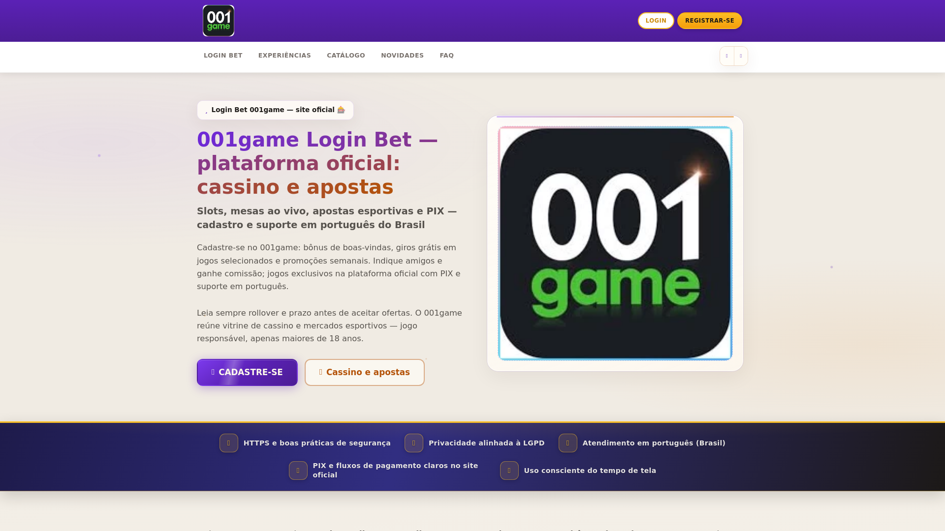 website screenshot of https://001gamegames.com.br/