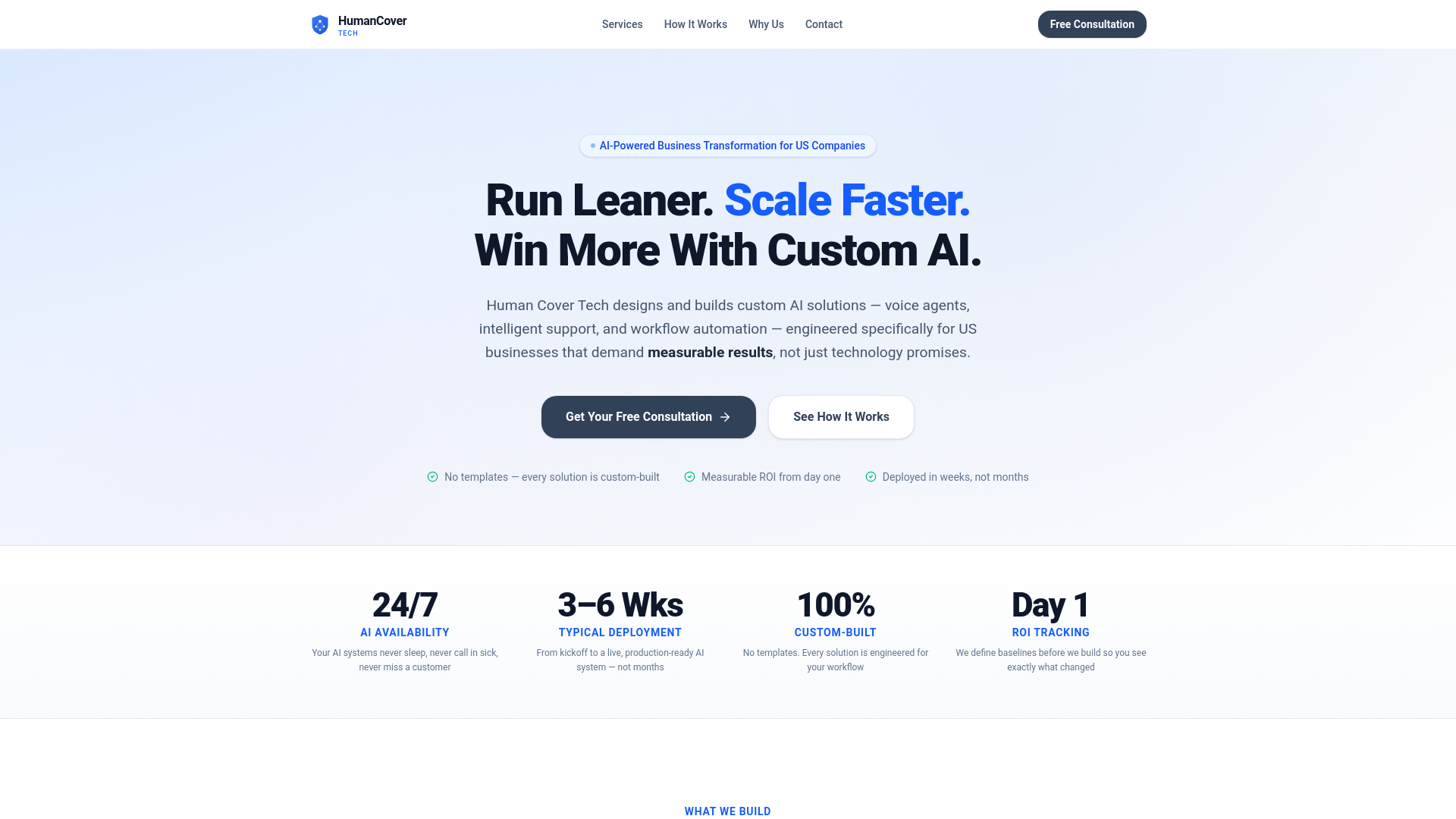 website screenshot of https://humancover-tech-website.pages.dev/