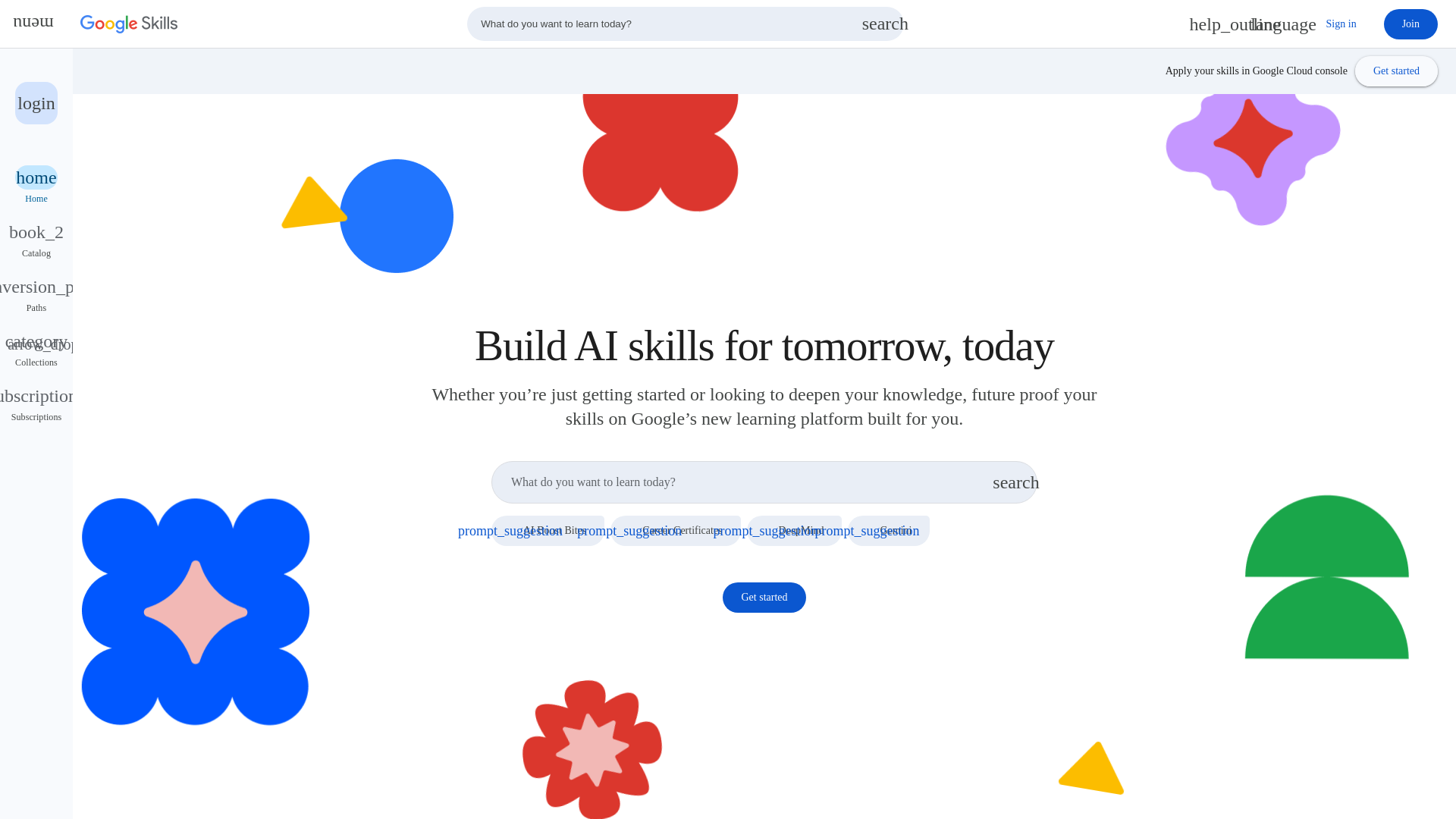 website screenshot of https://www.skills.google/