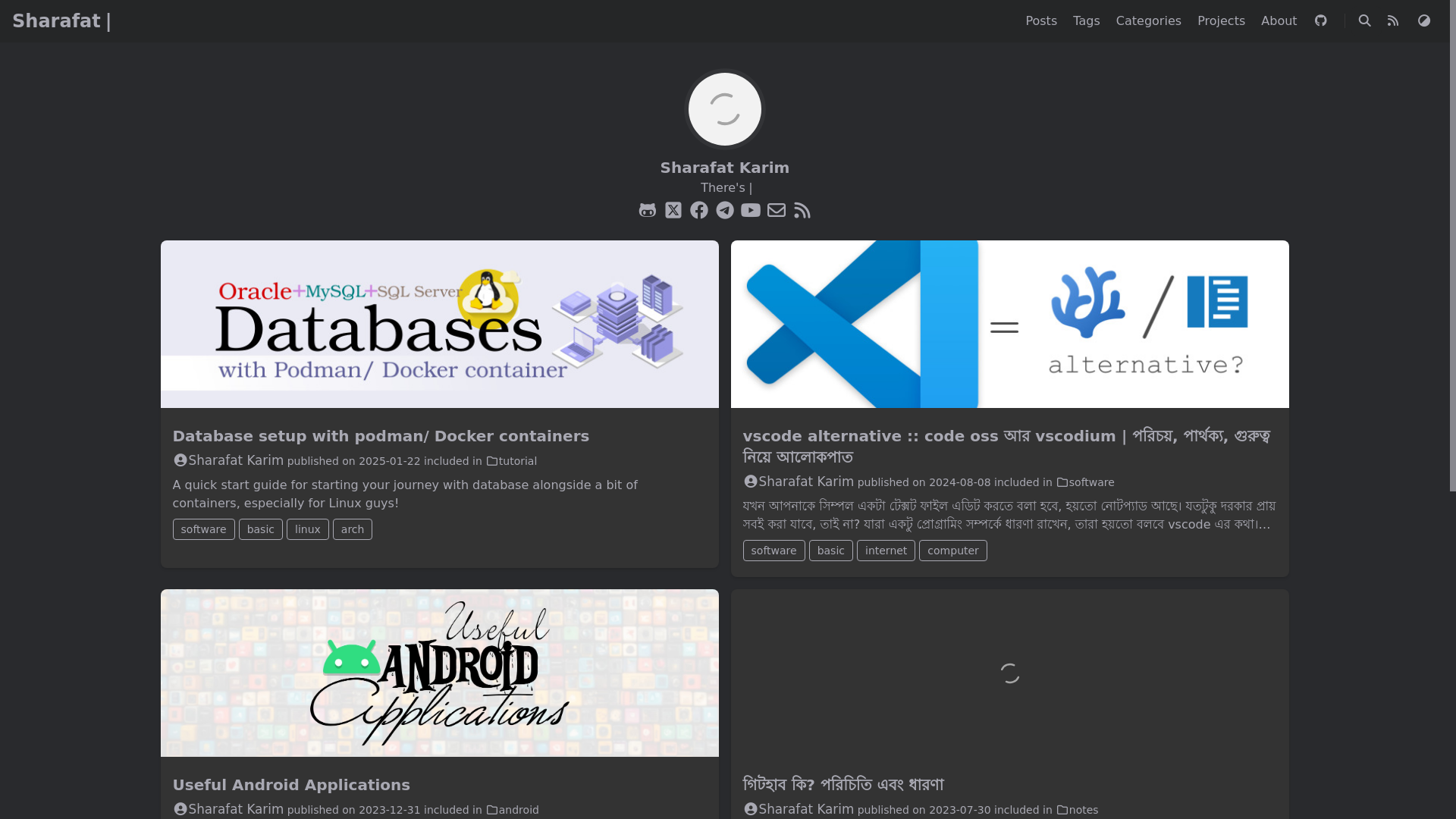 website screenshot of https://sharafat.pages.dev/