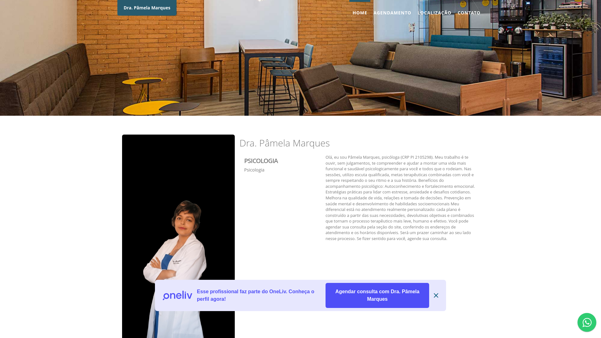 website screenshot of https://psicpamelamarques.com.br/