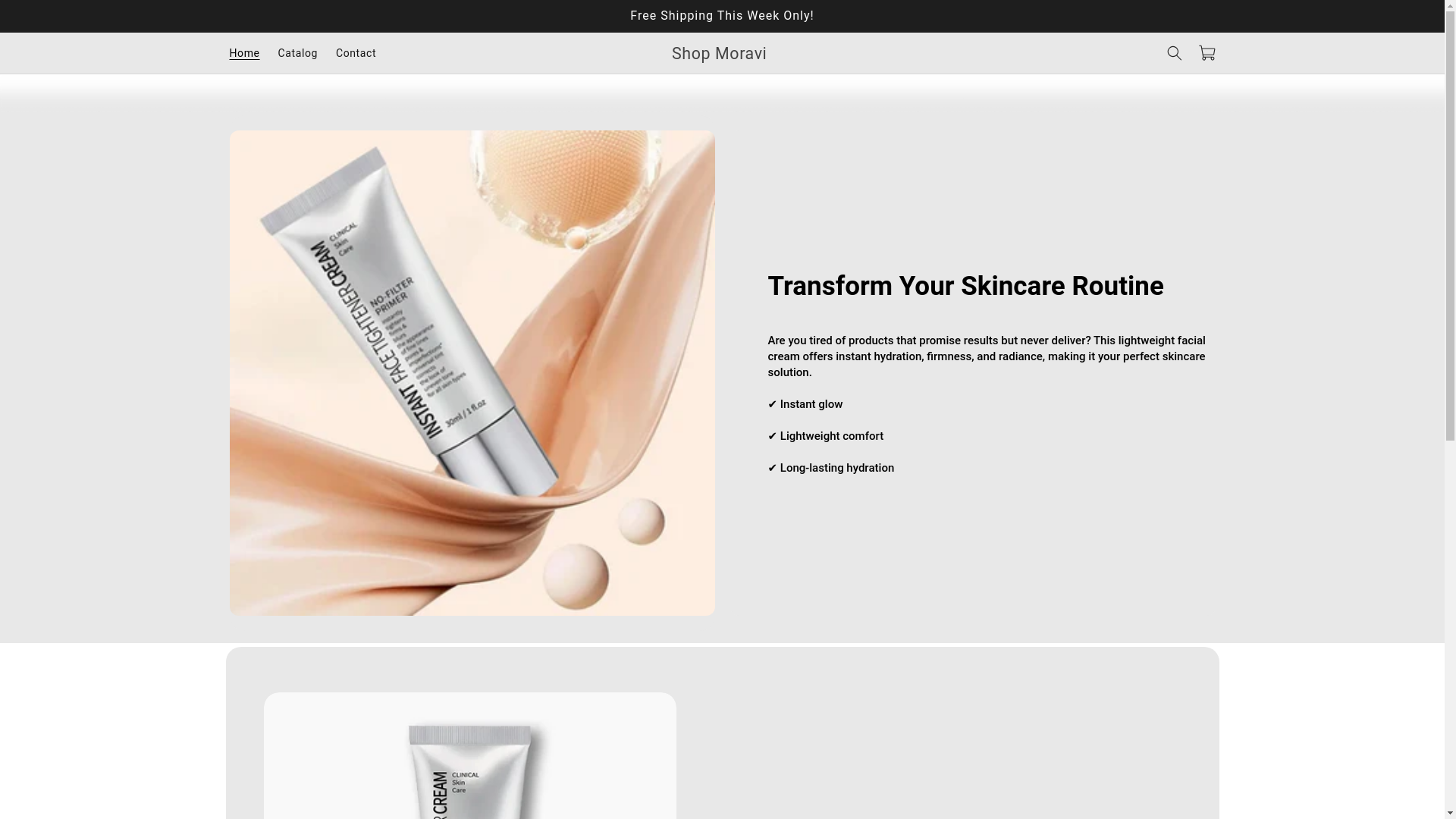 website screenshot of https://shopmoravi.com/
