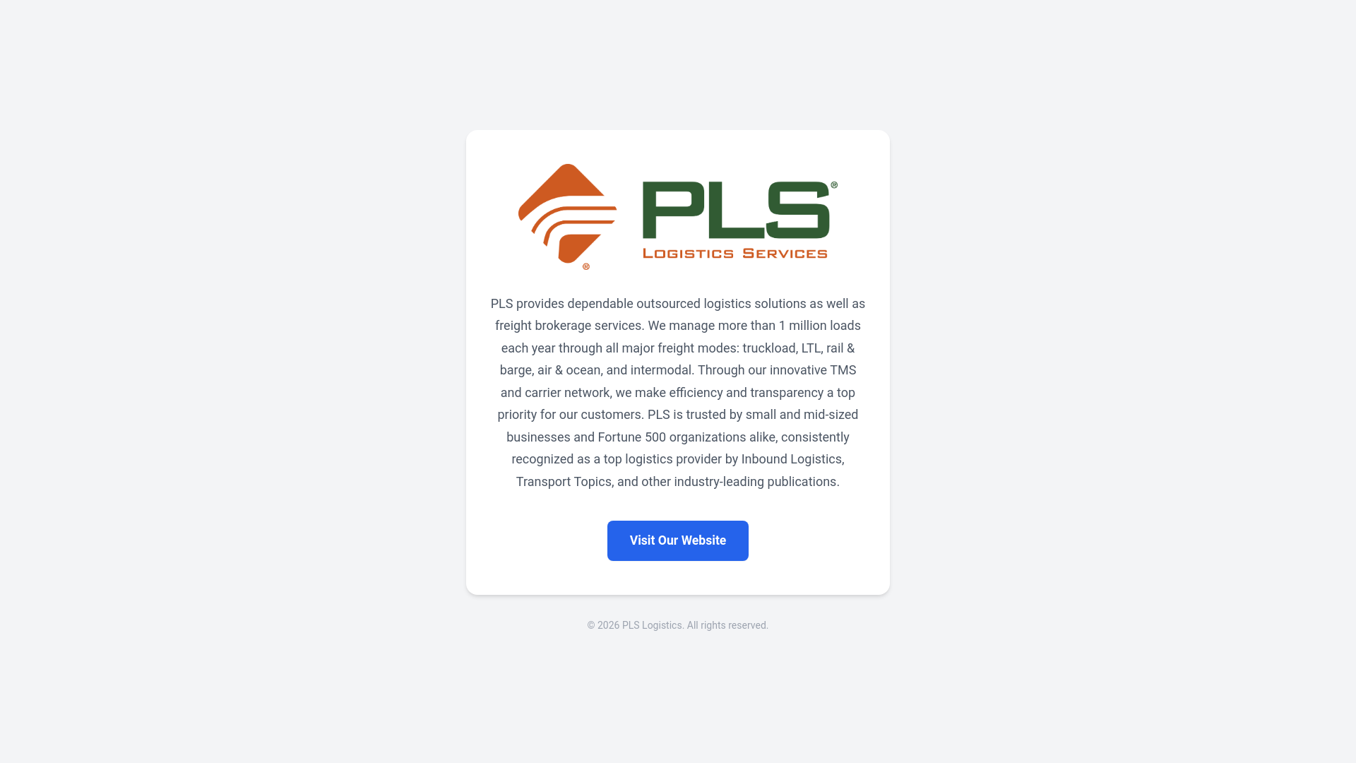website screenshot of https://plslogisticsshift.com