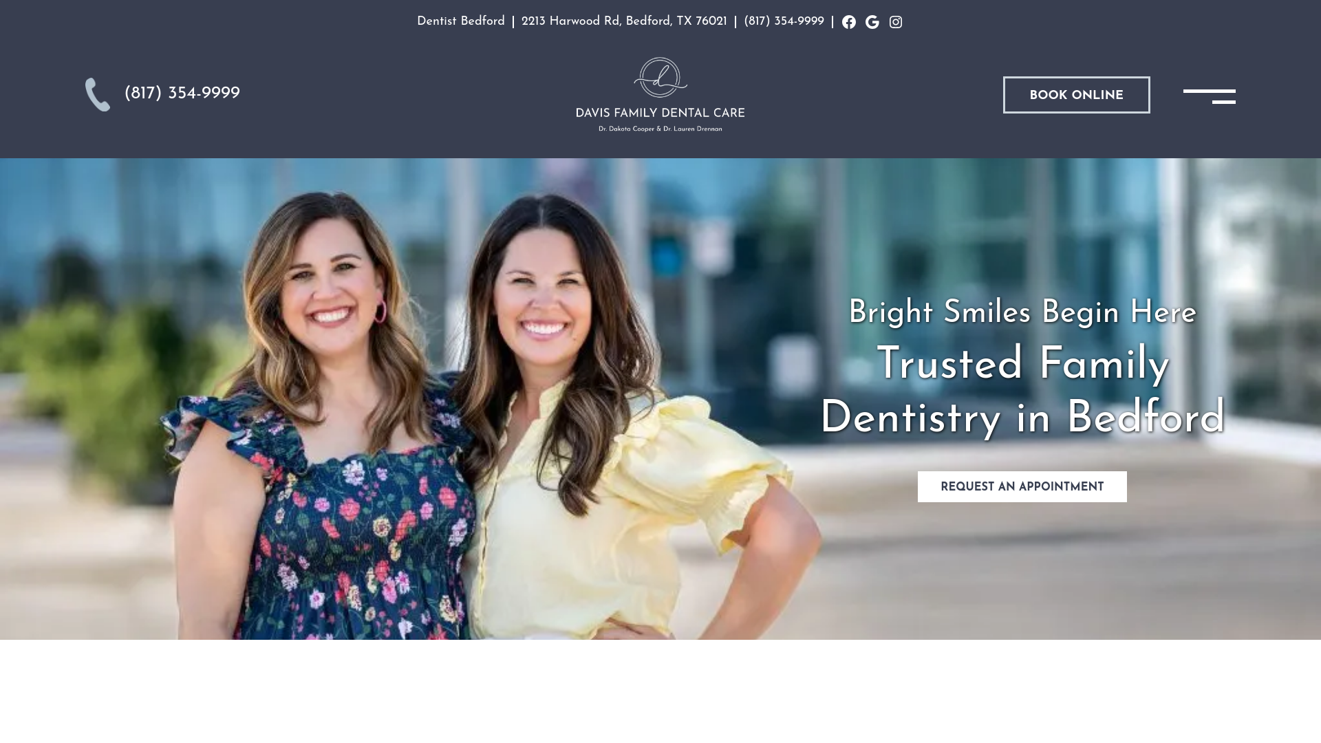 website screenshot of https://dentist-bedford.com/