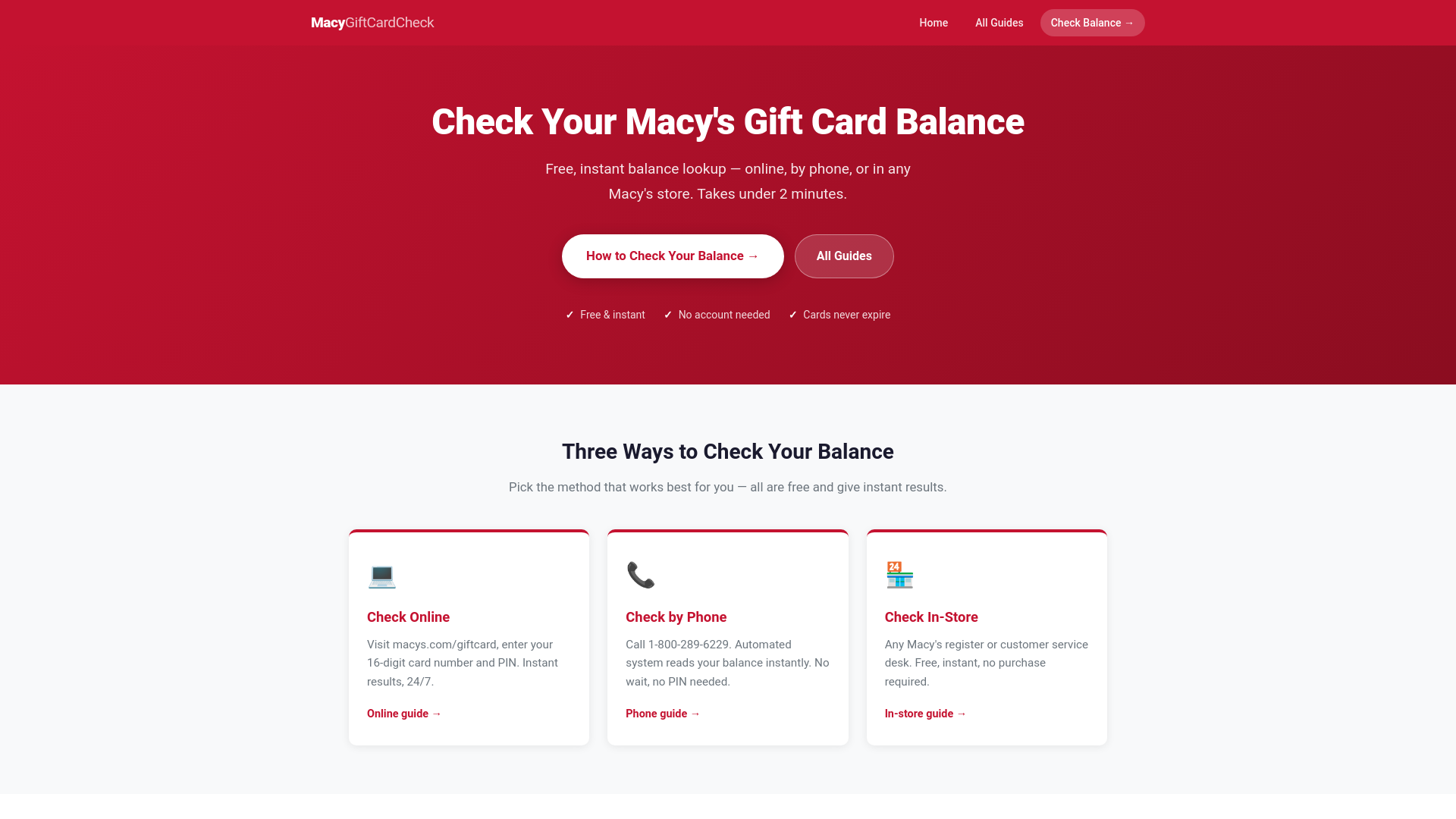 website screenshot of https://macygiftcardcheck.com