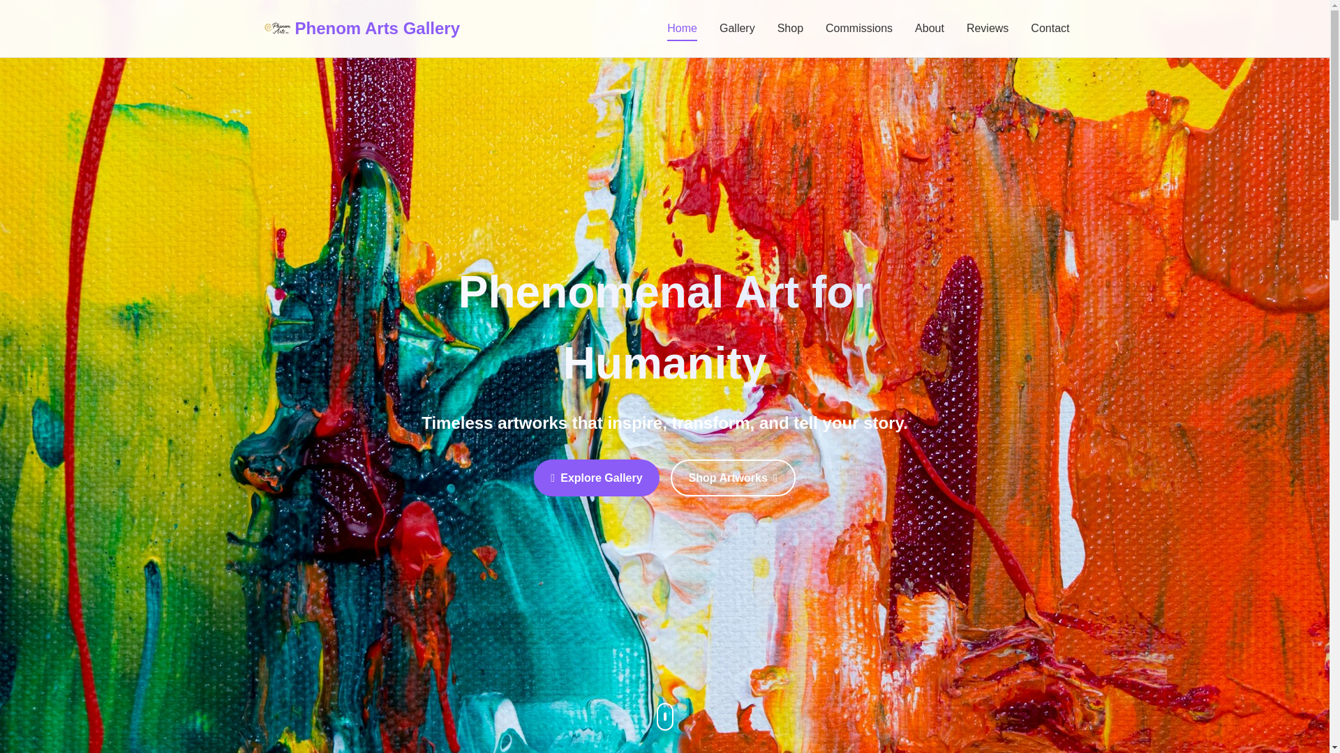 website screenshot of https://phenomartsgallery.com/
