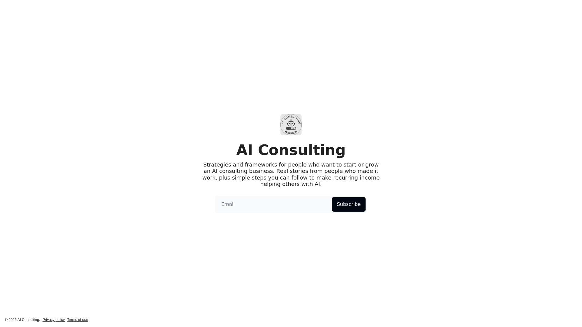 website screenshot of https://aiconsultingplaybook.com/