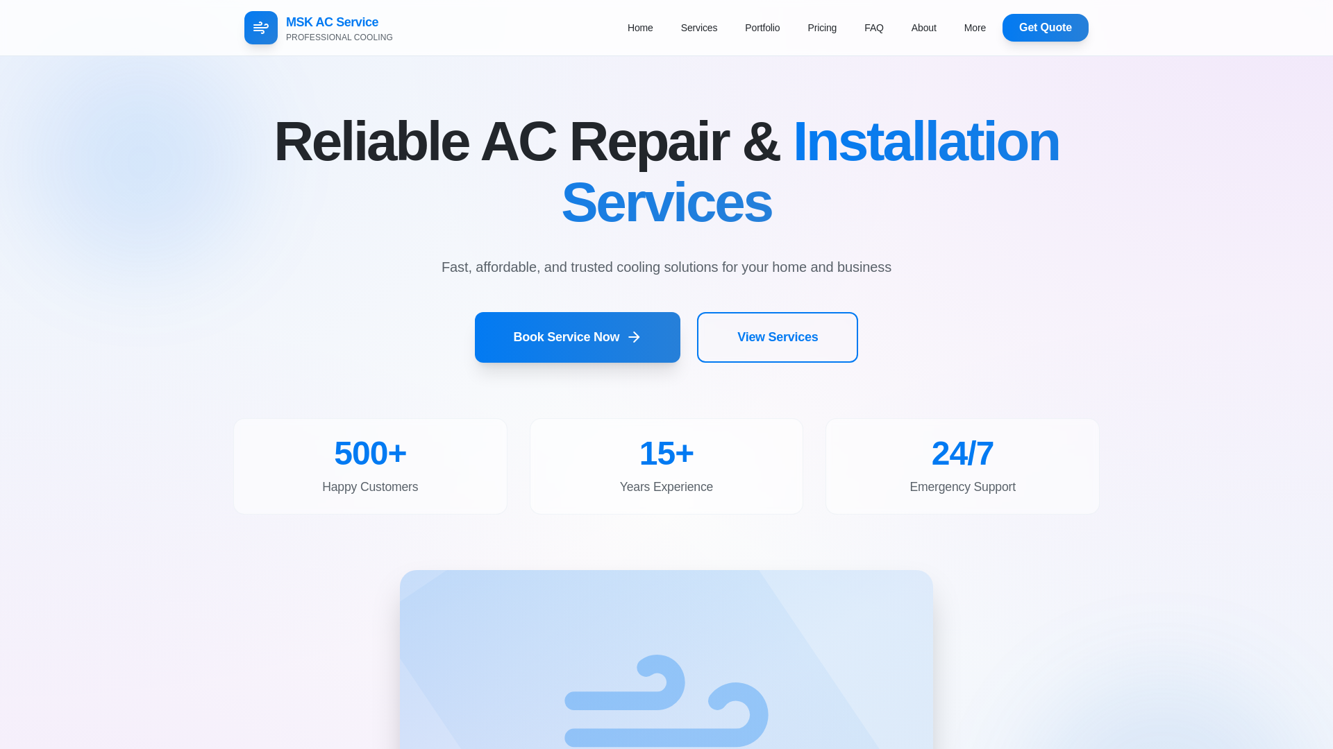 website screenshot of https://mskacservice.com/