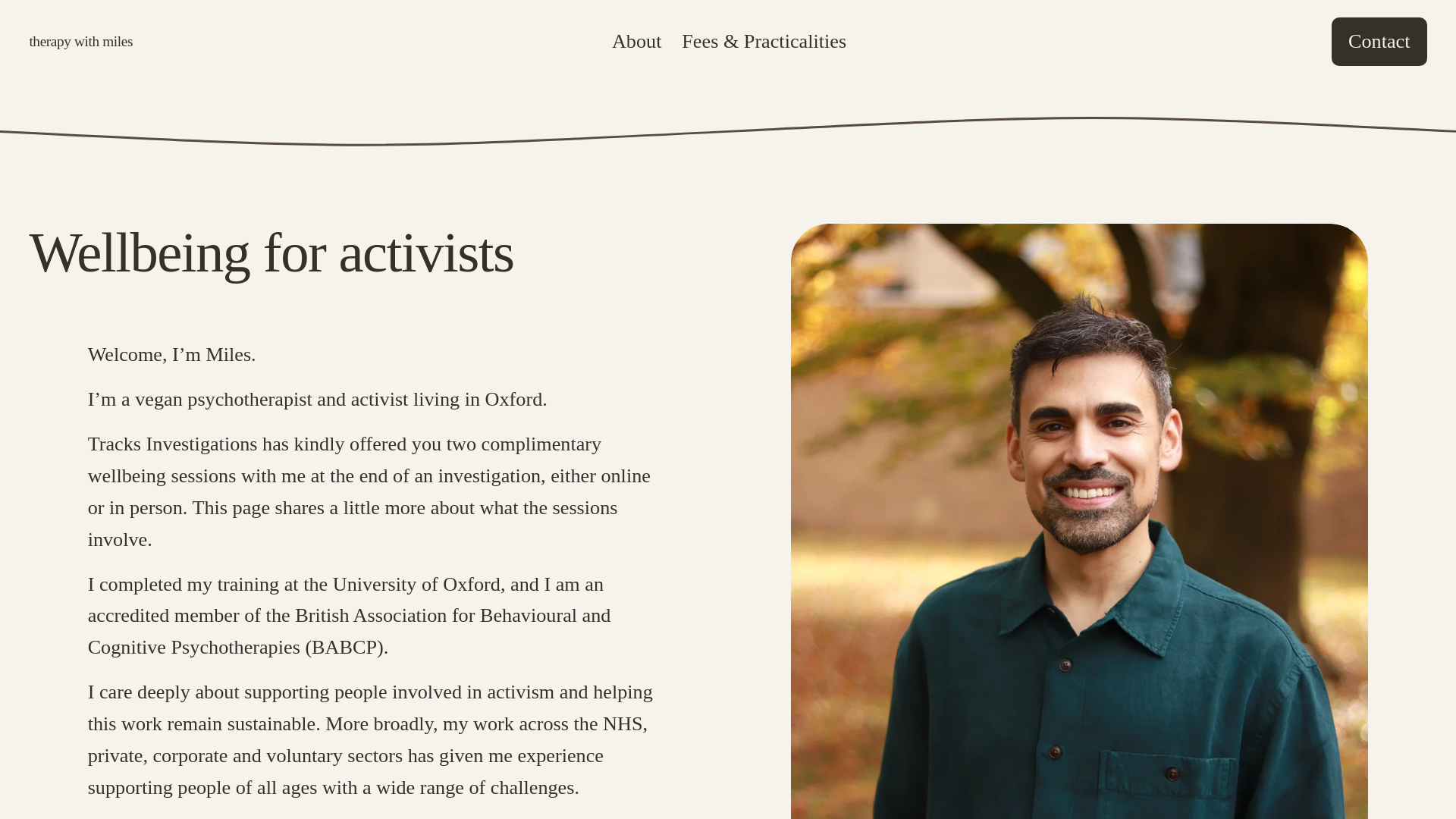 website screenshot of https://wellbeingforactivists.org/