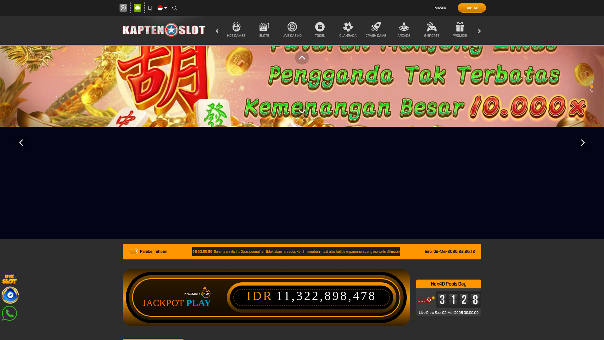 website screenshot of https://kaptenslot1.org/