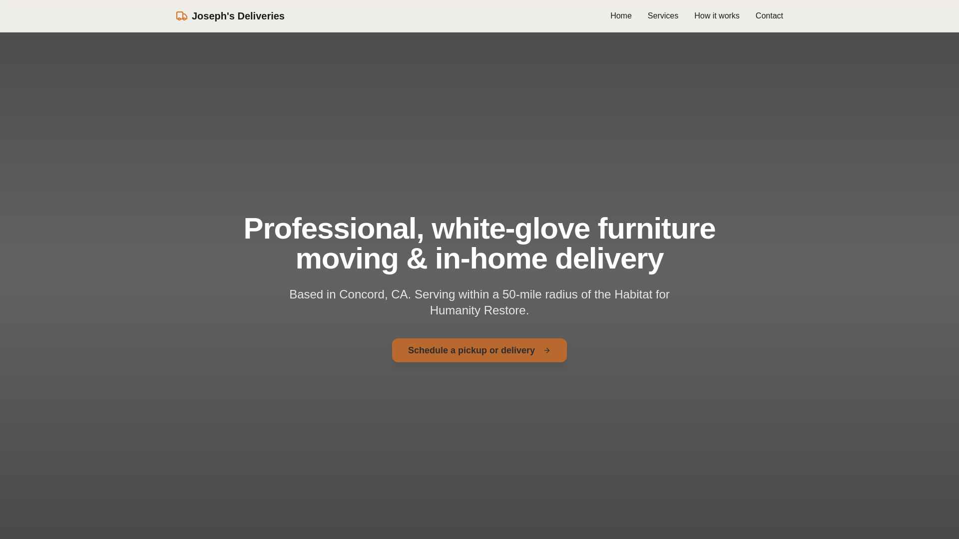 website screenshot of https://josephsdeliveries.com/