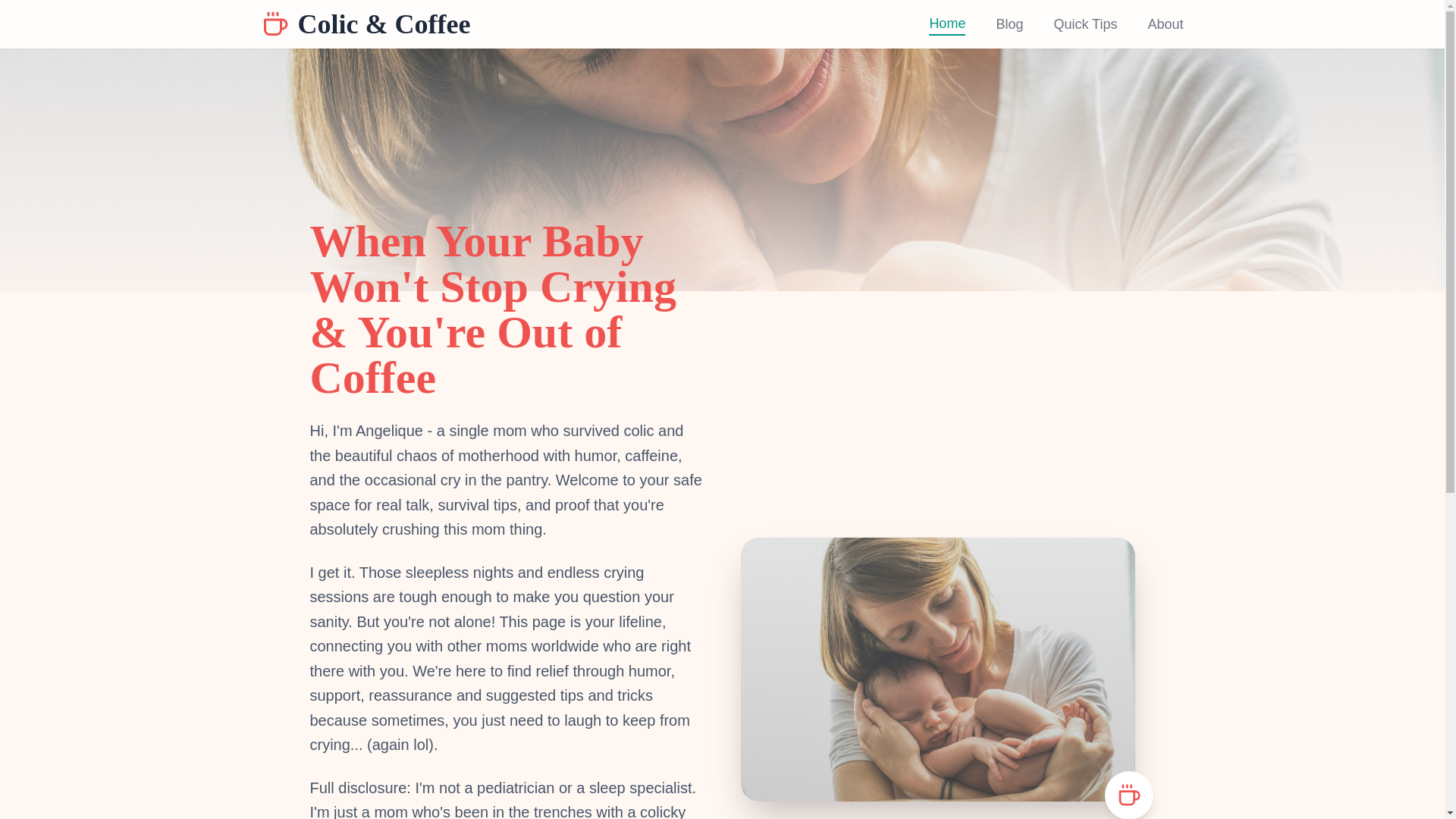 website screenshot of https://colicandcoffee.blog/