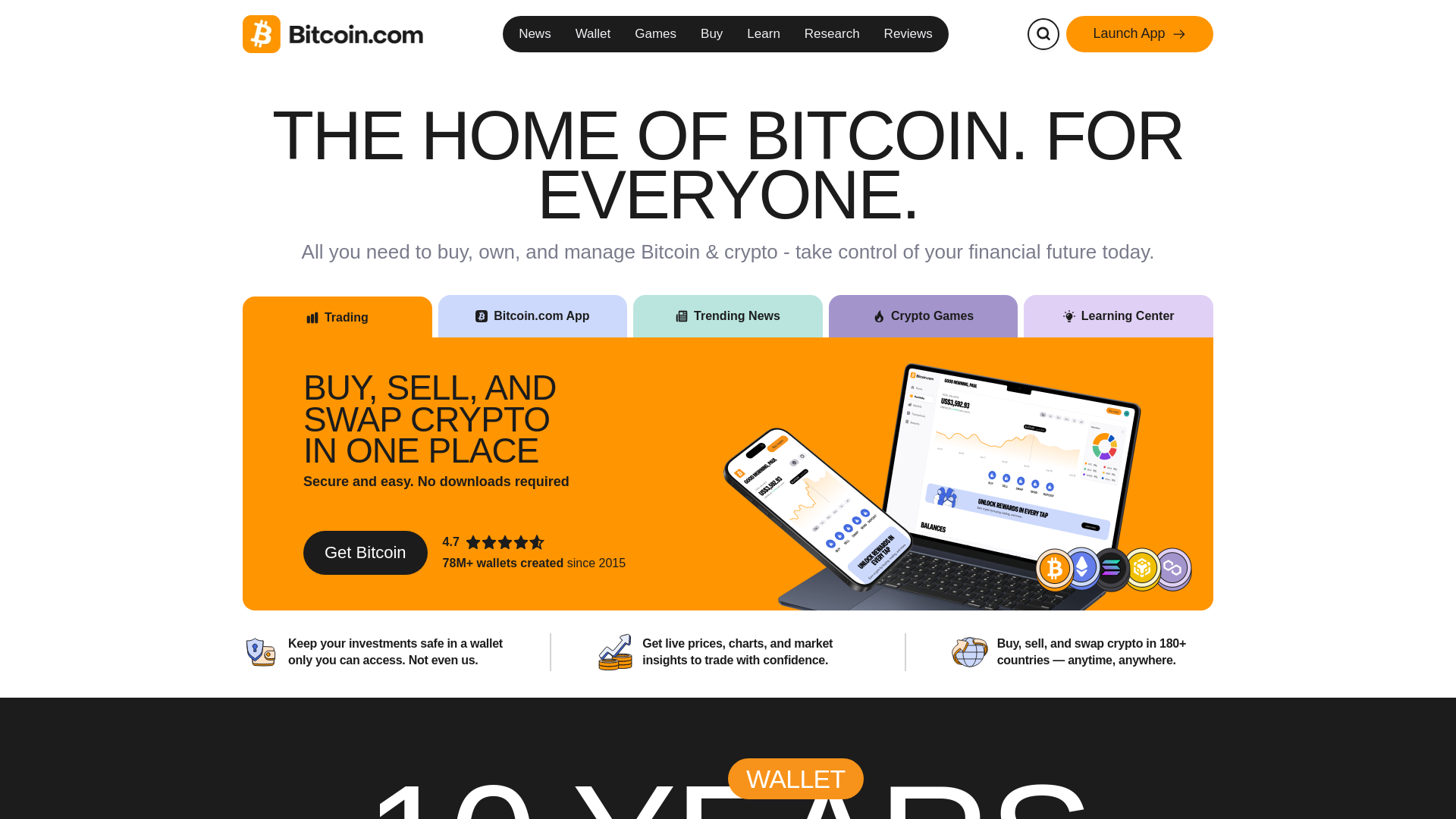 website screenshot of https://bitcoin.com/