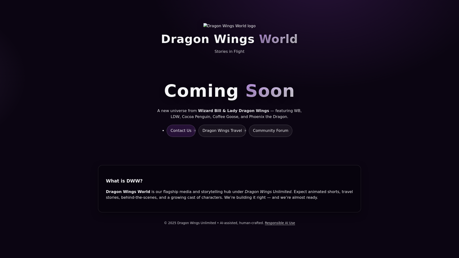 website screenshot of https://dragonwingsworld.com/