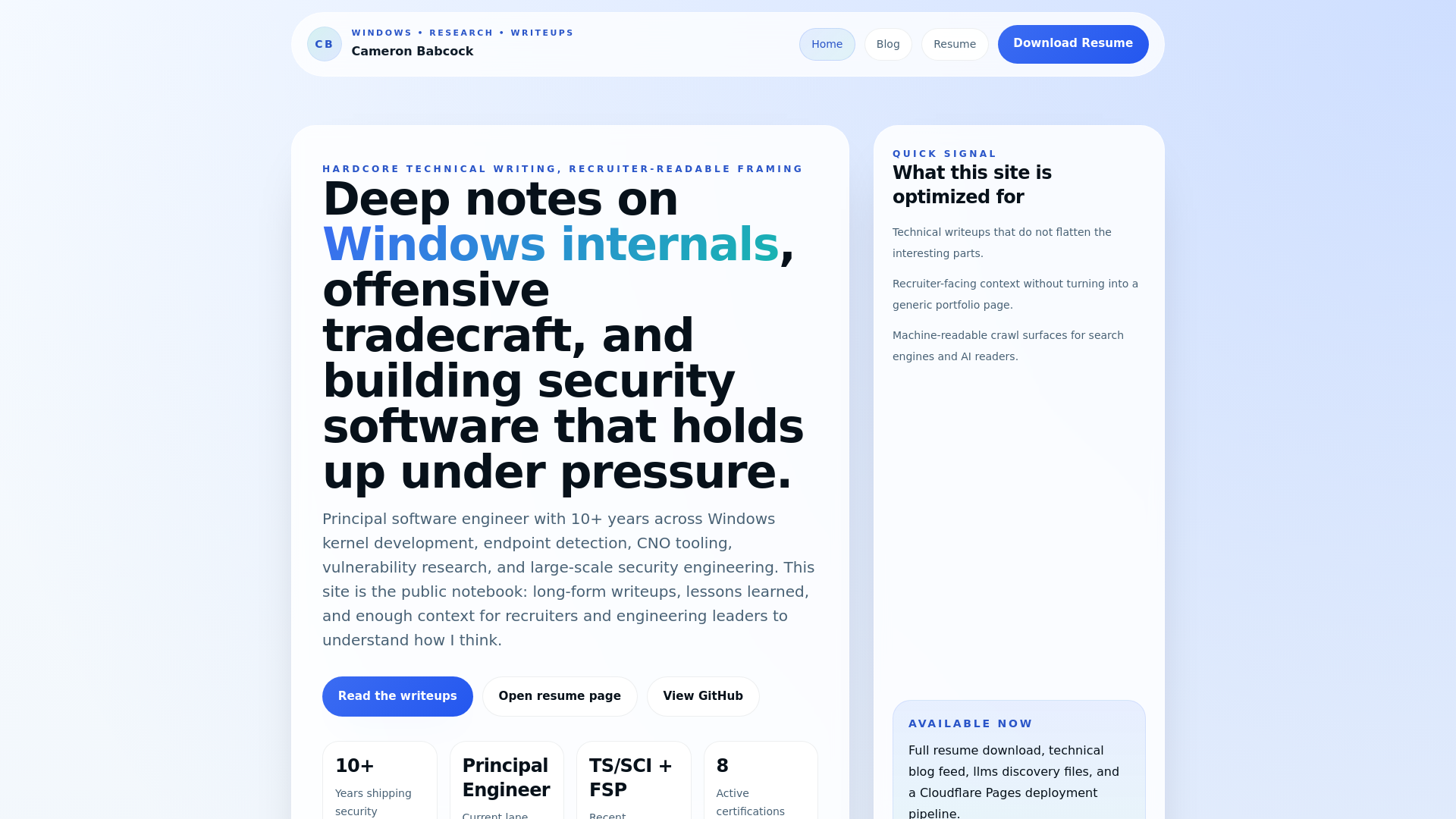 website screenshot of https://cameronbabcock-net.pages.dev/