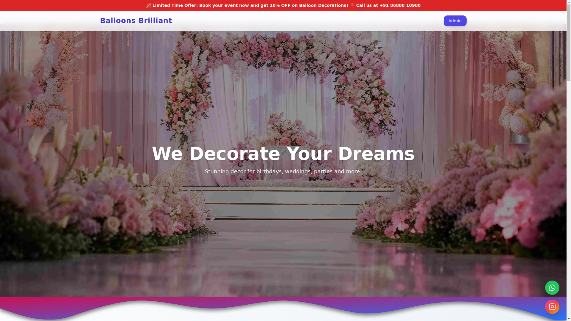 website screenshot of https://balloonsbrilliant.in/