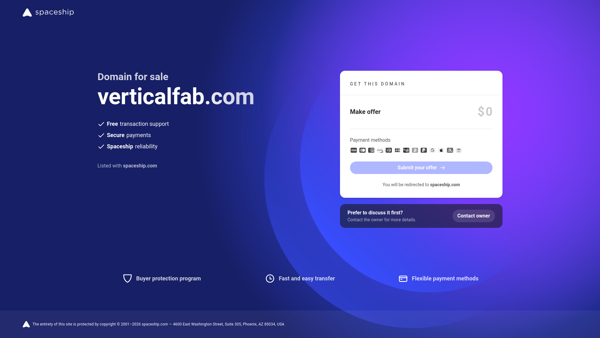 website screenshot of https://verticalfab.com/