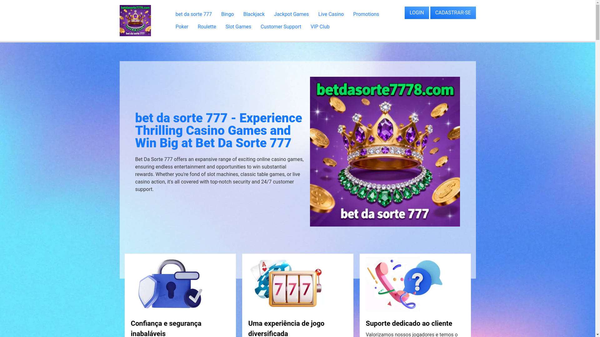 website screenshot of https://betdasorte7778.com/