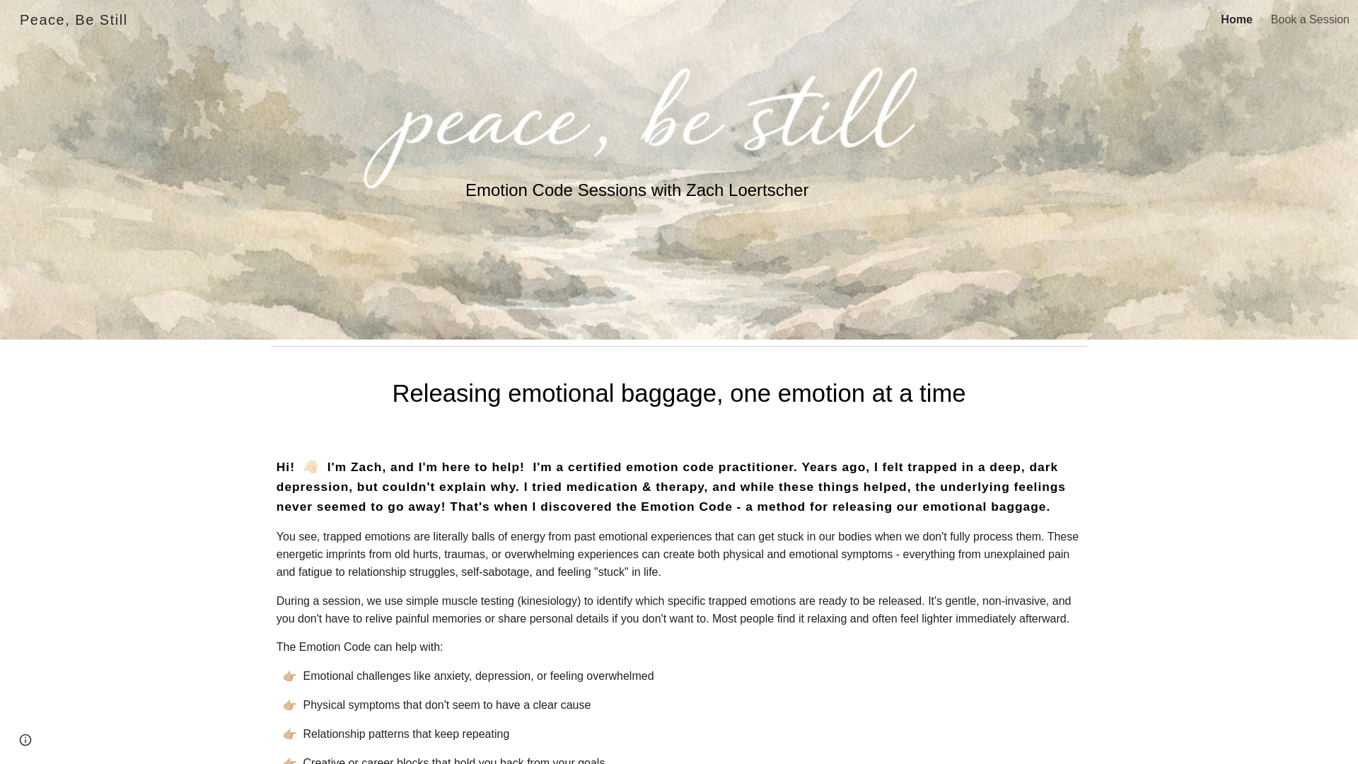 website screenshot of https://peacebestill.me