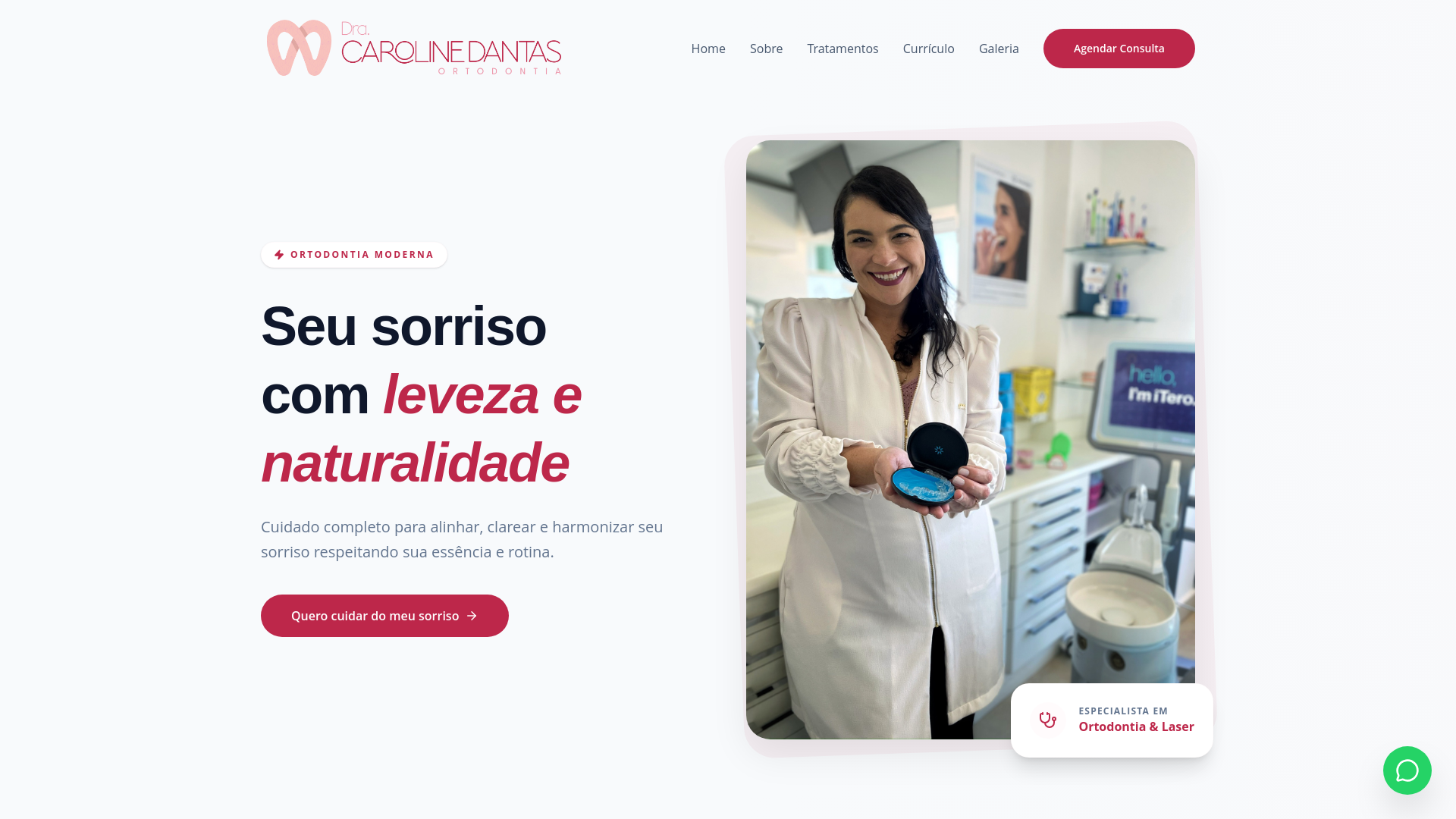 website screenshot of https://dracarolinedantas.com.br