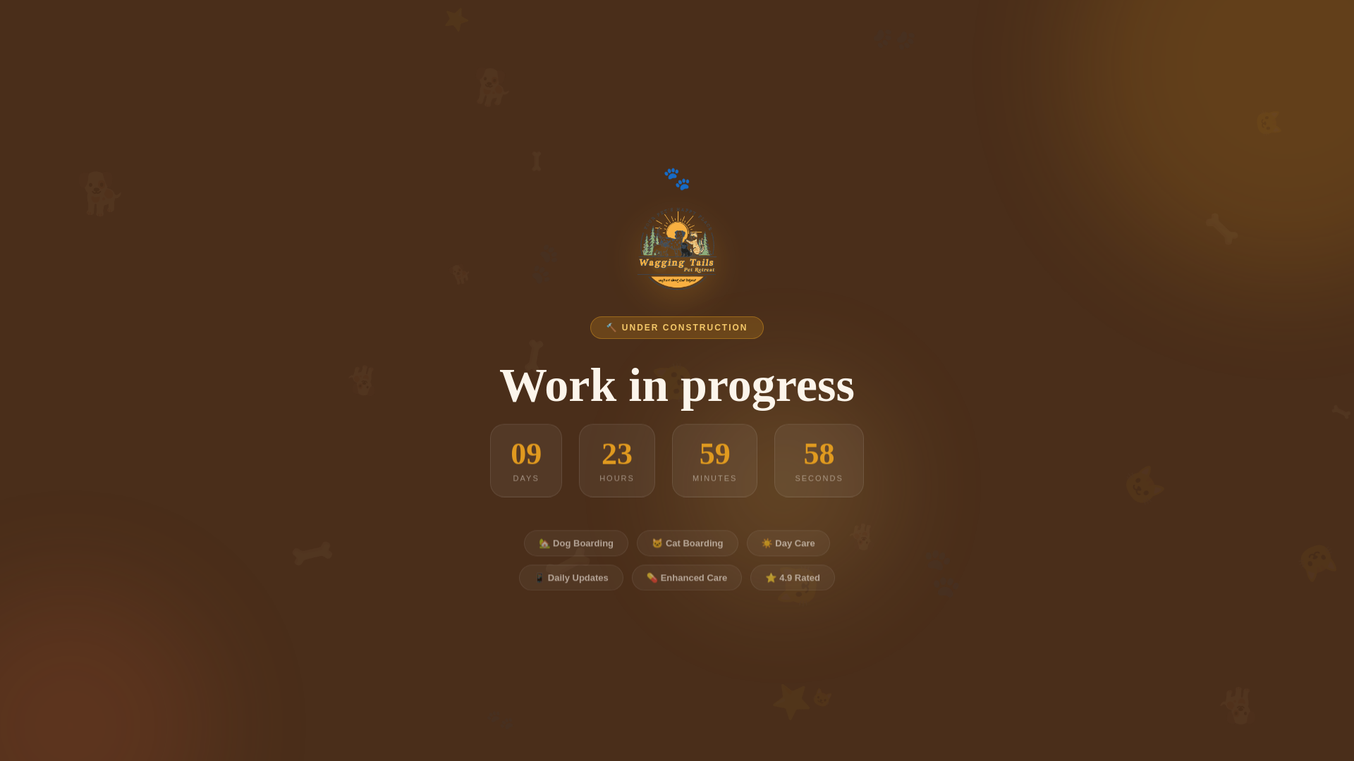 website screenshot of https://waggingtailspetretreat.in/