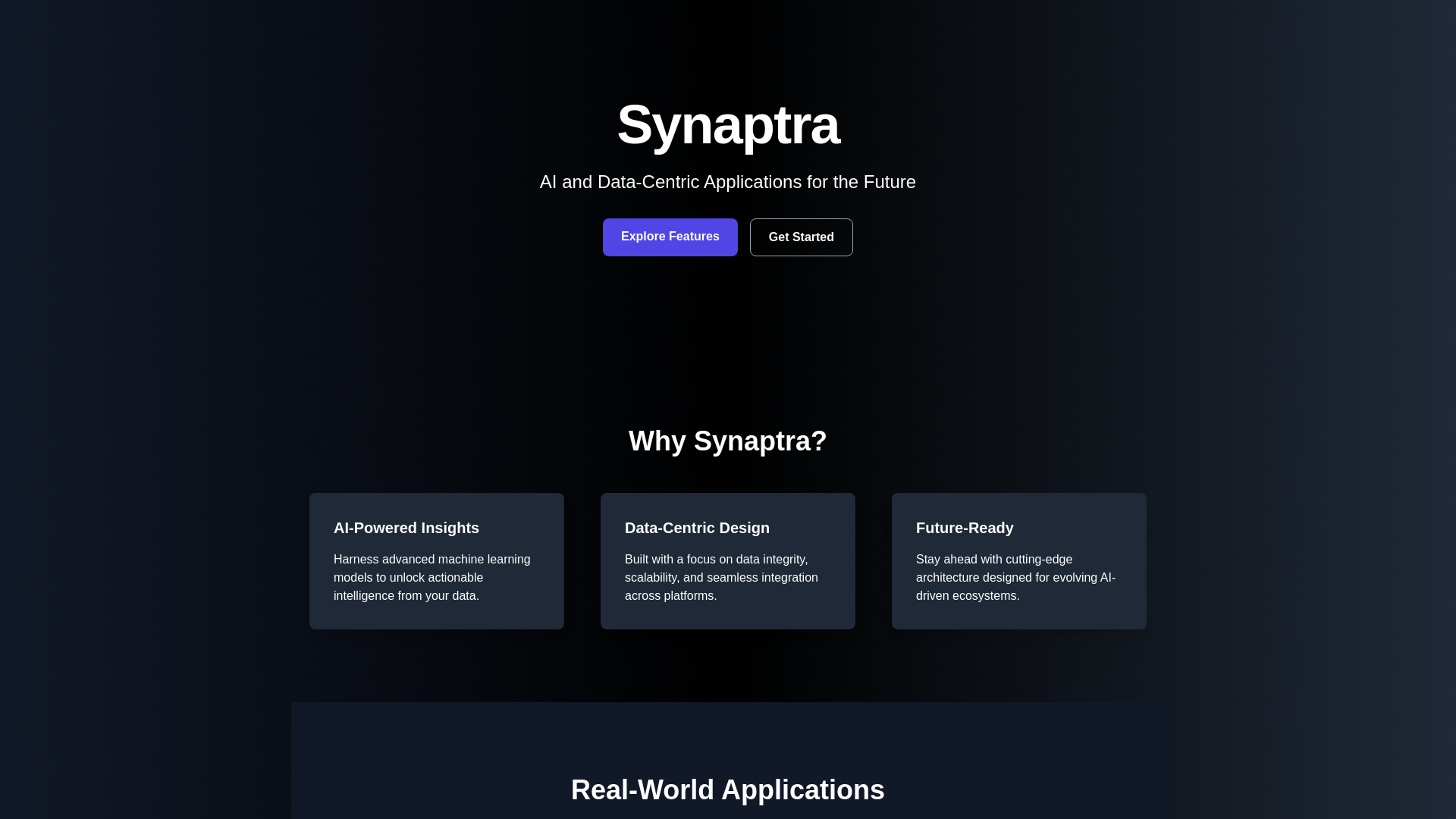 website screenshot of https://synaptra.in/
