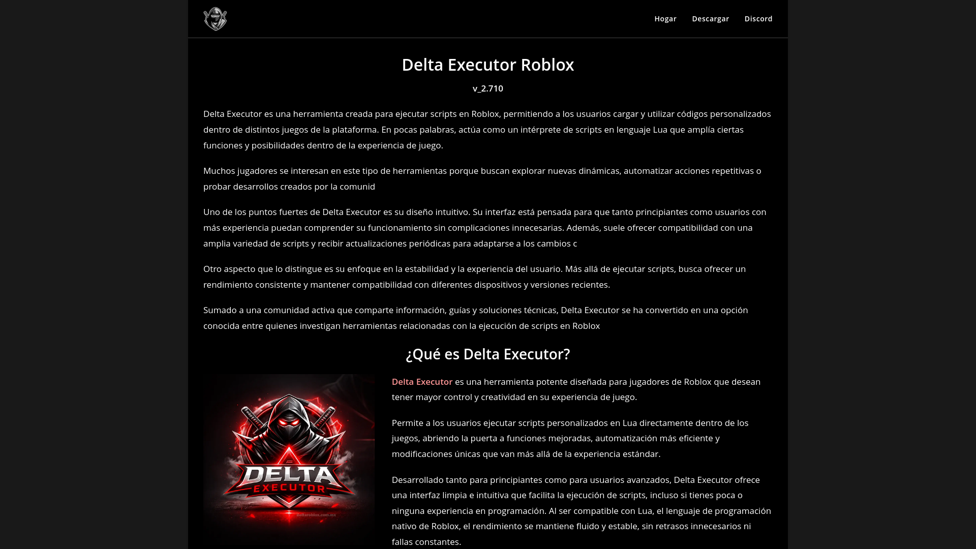 website screenshot of https://deltaroblox.com.mx/