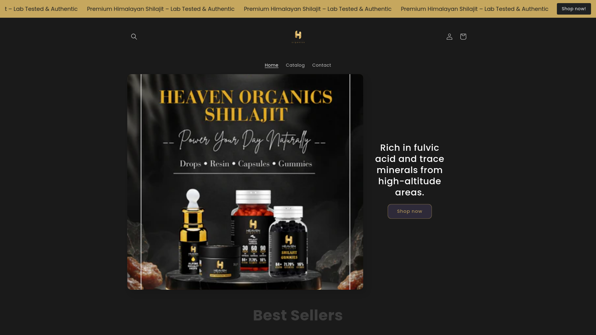 website screenshot of https://heavenorganics.shop/