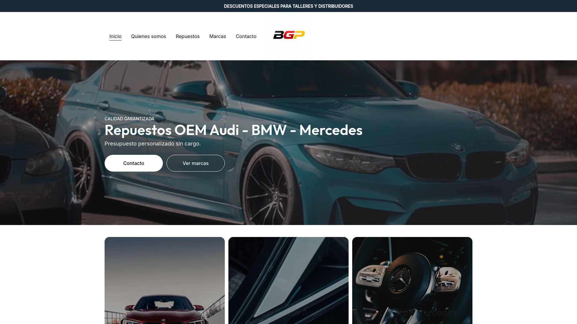 website screenshot of https://bahiagermanparts.com/