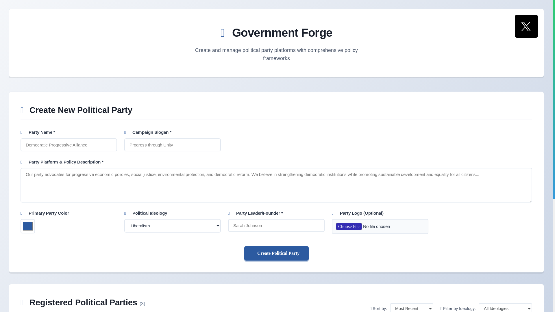 website screenshot of https://governmentforge.net/